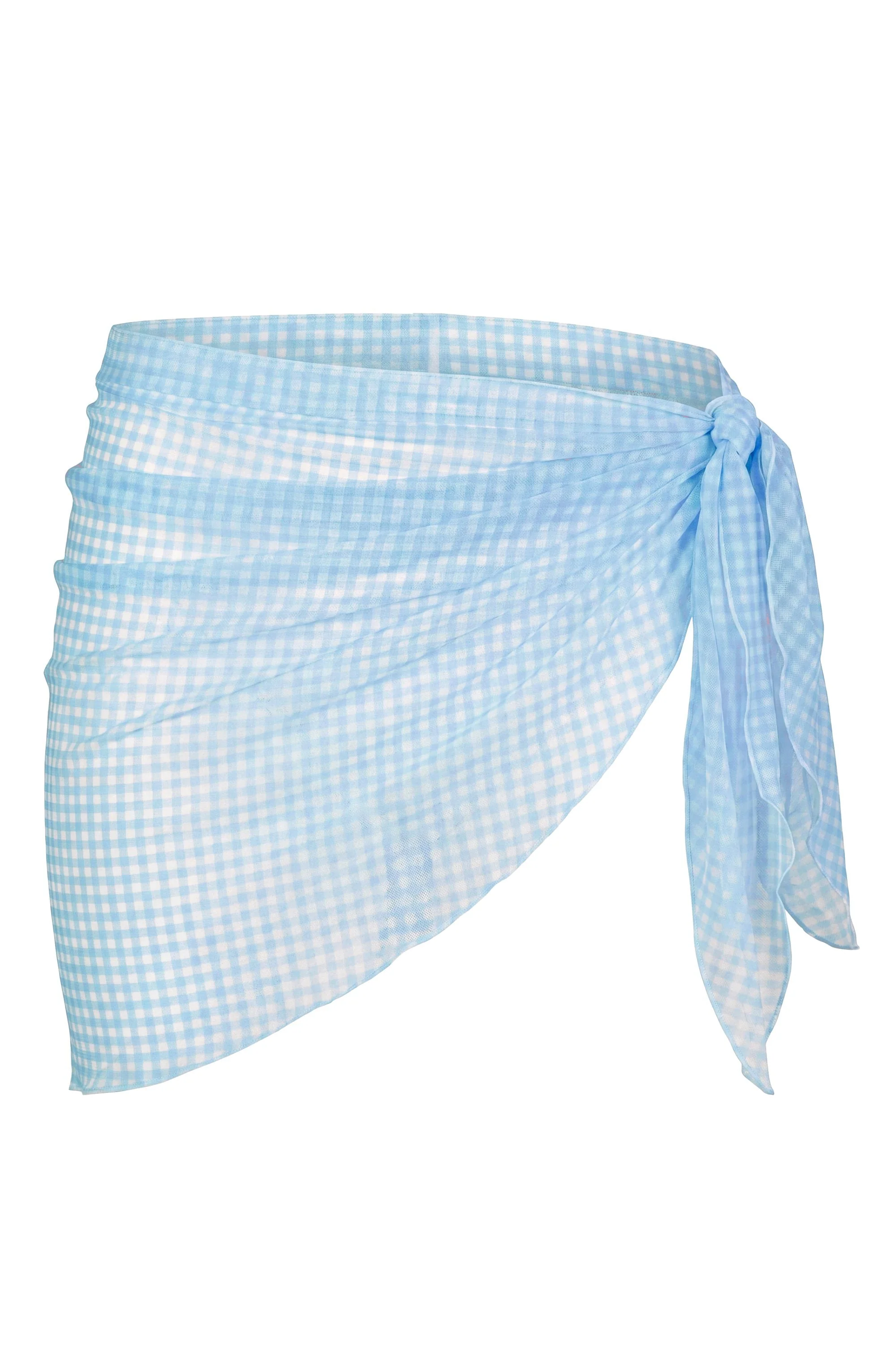 Sarong in Blue Gingham Print - Image 3