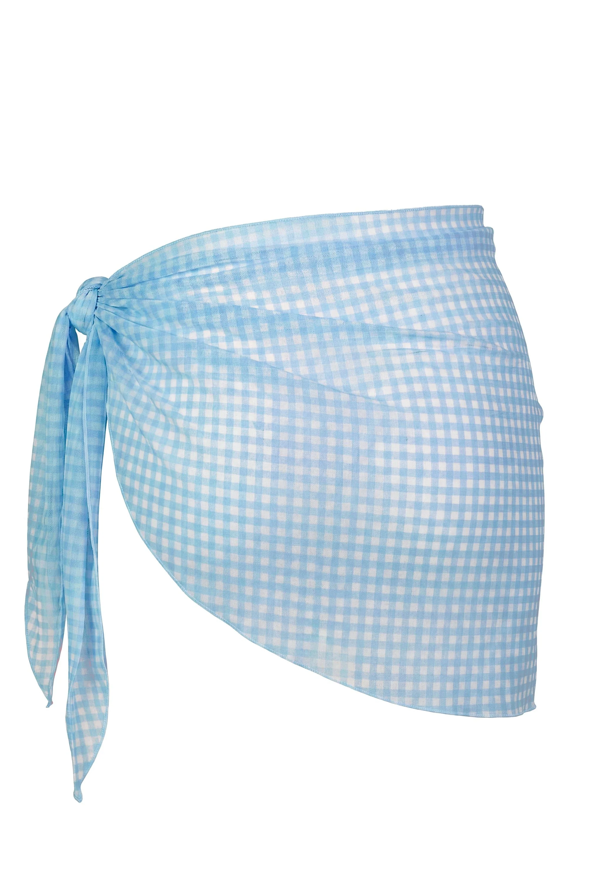 Sarong in Blue Gingham Print - Image 4