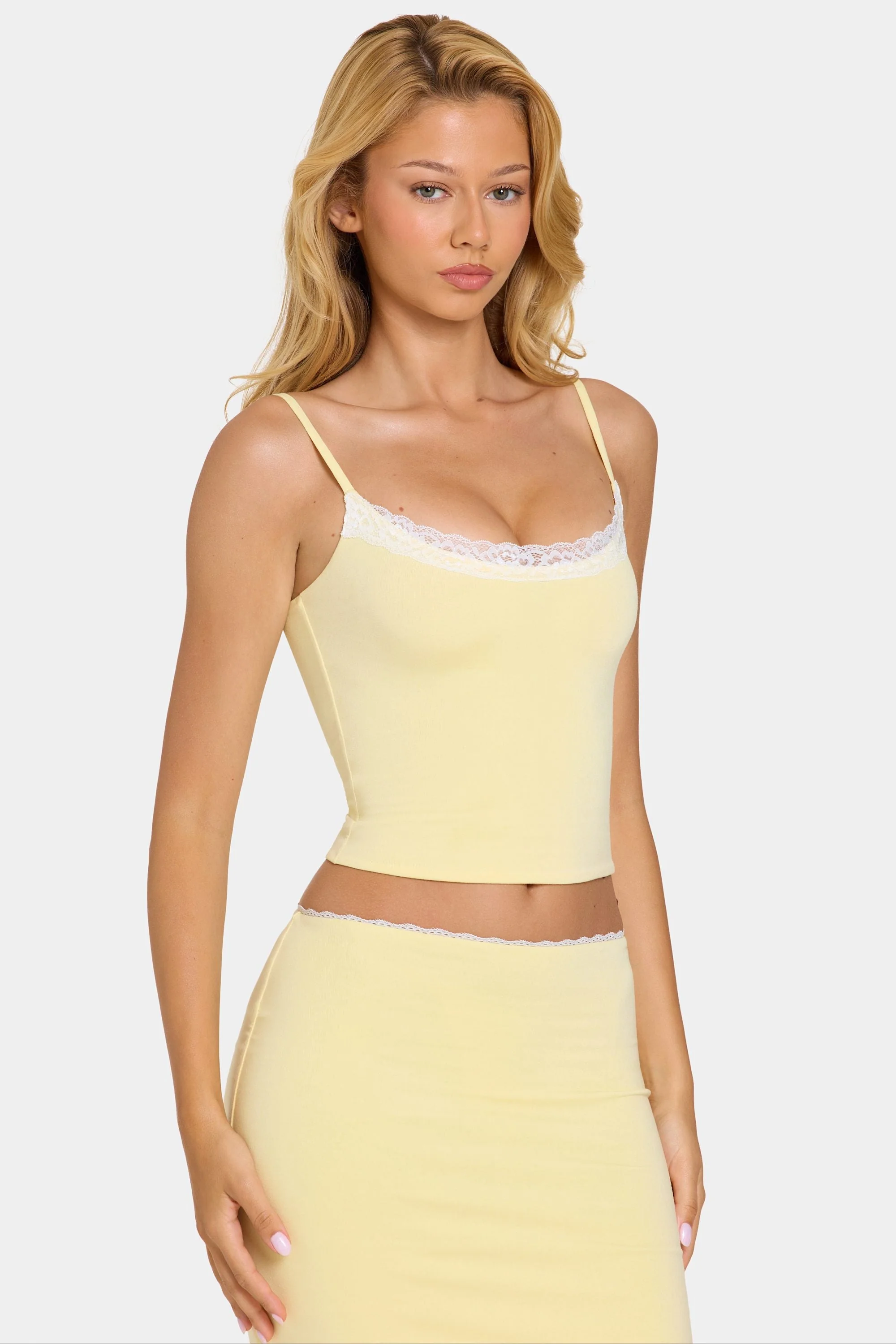 Modal Lace-Trim Top in Butter - Image 6