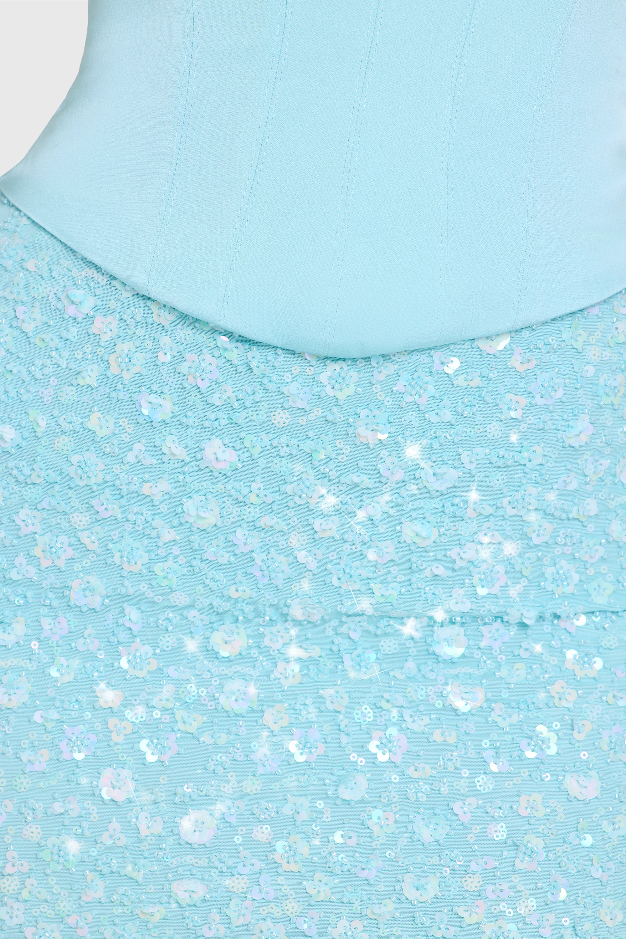Embellished Skirt Corset Mini Dress in Aqua - Image 5