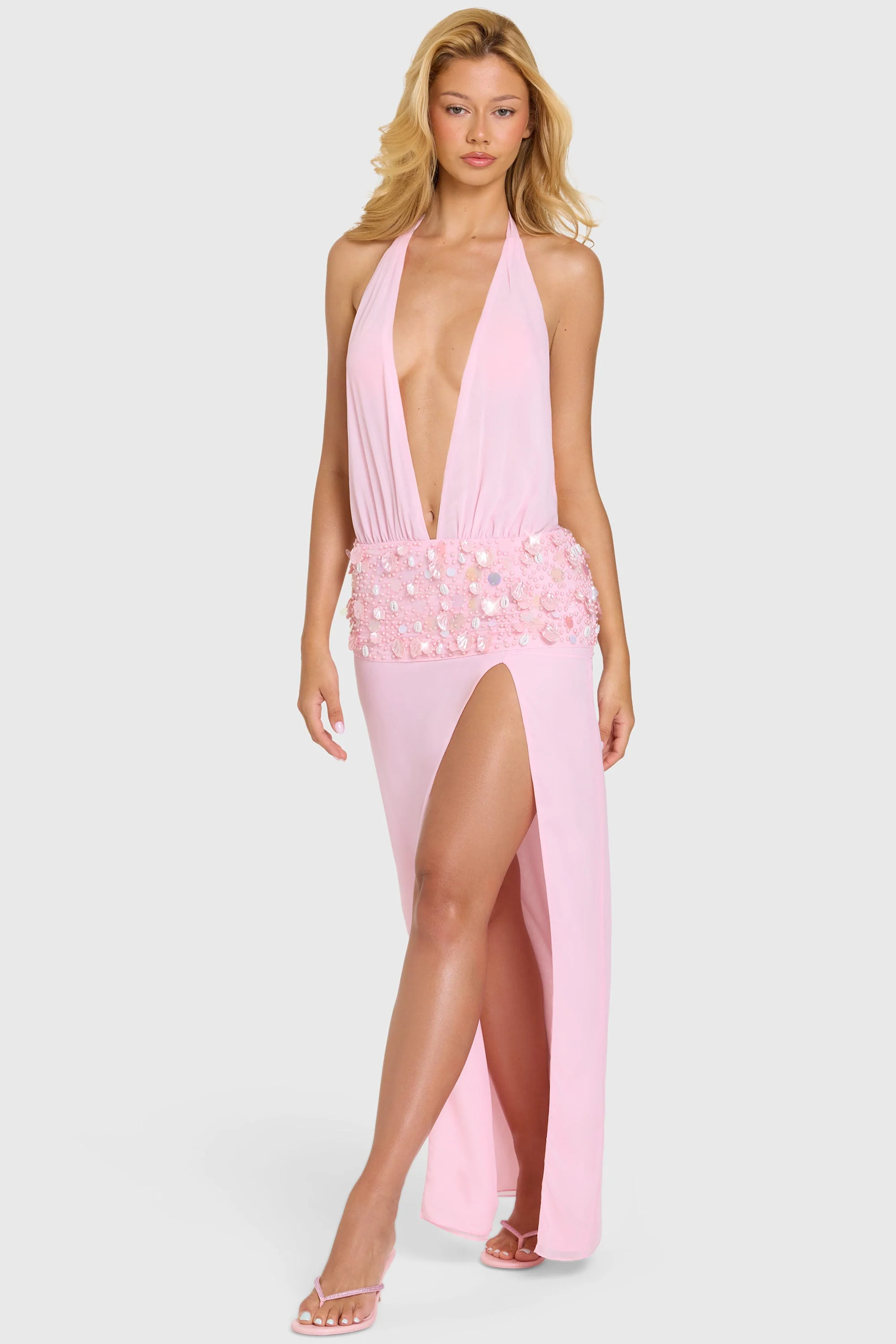 Embellished Waist Maxi Dress in Bubblegum Pink - Image 8
