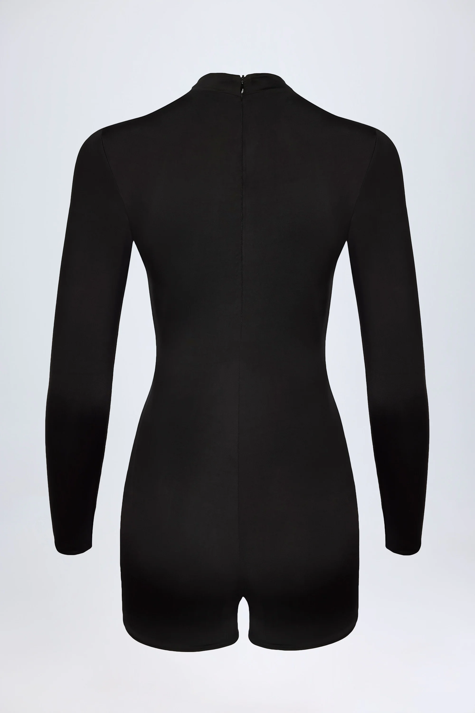 Slinky Jersey Long-Sleeve Playsuit in Black - Image 5