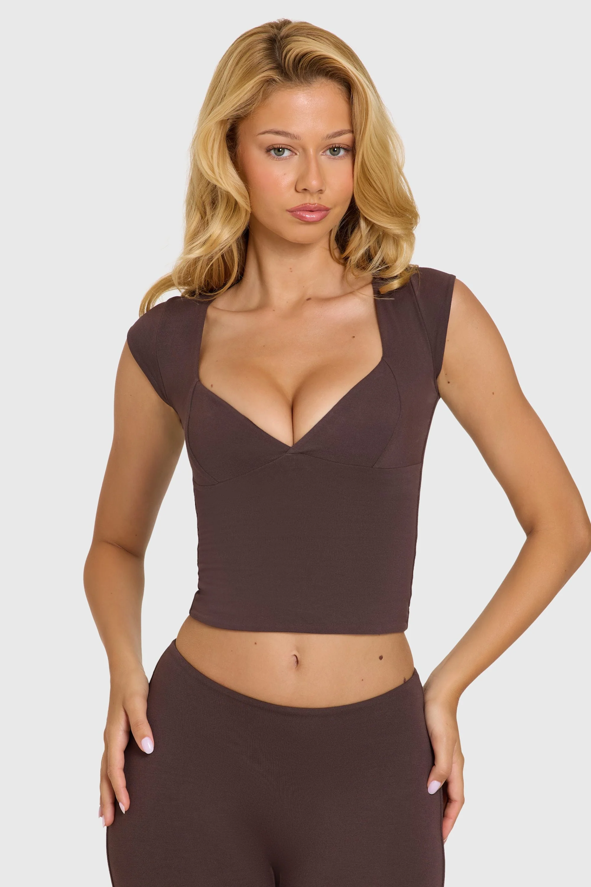 Modal Cap-Sleeve Top in Chocolate - Image 6