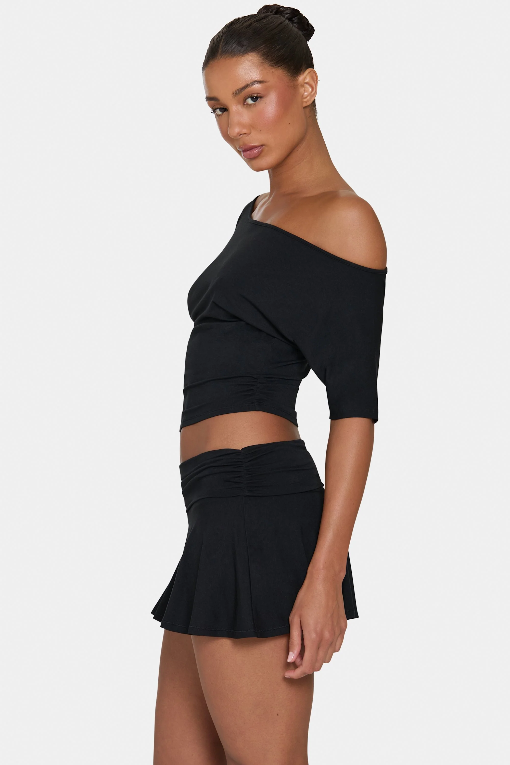 ButterCloud™ Slouchy Off-Shoulder Top in Black - Image 3