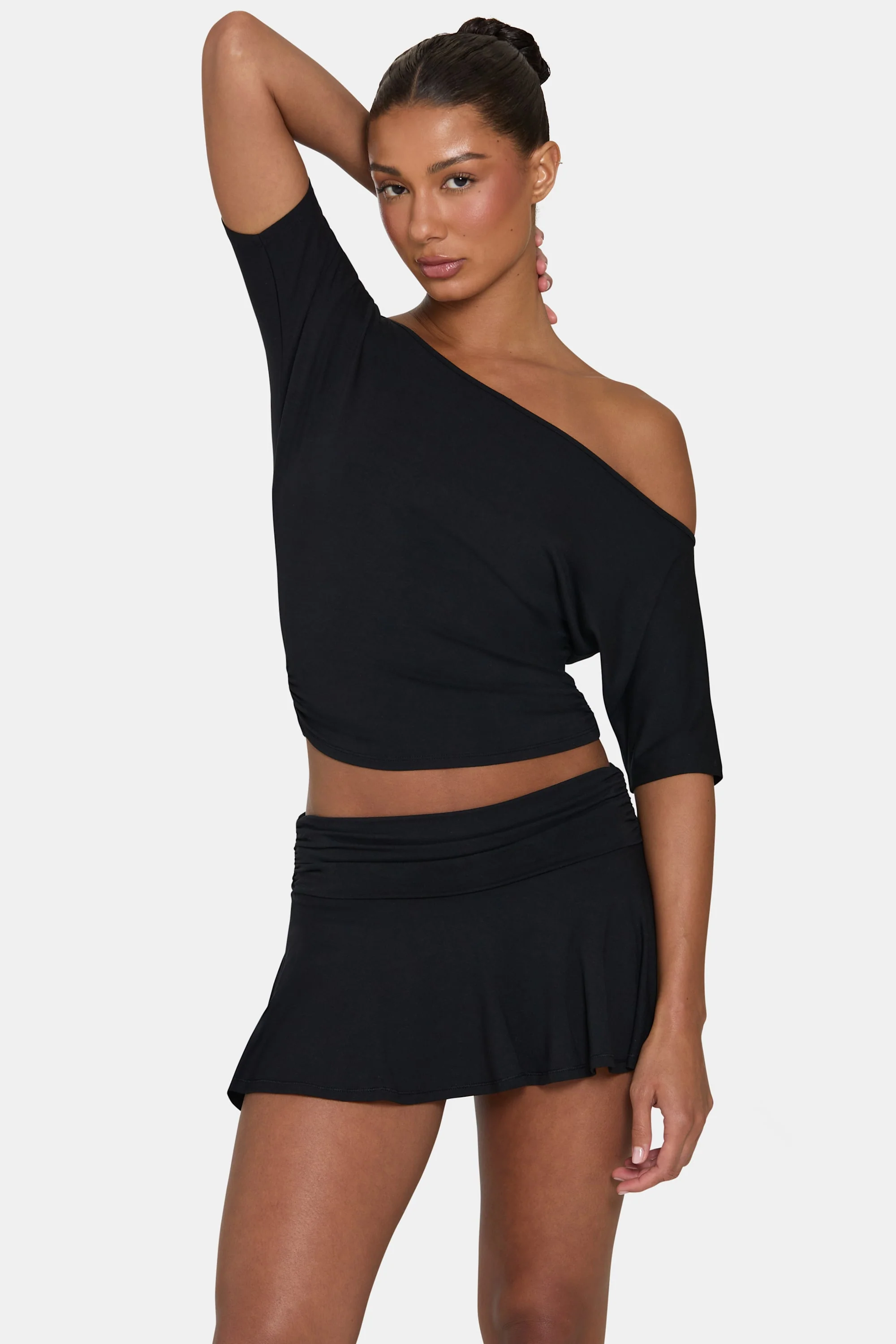 ButterCloud™ Slouchy Off-Shoulder Top in Black - Image 5
