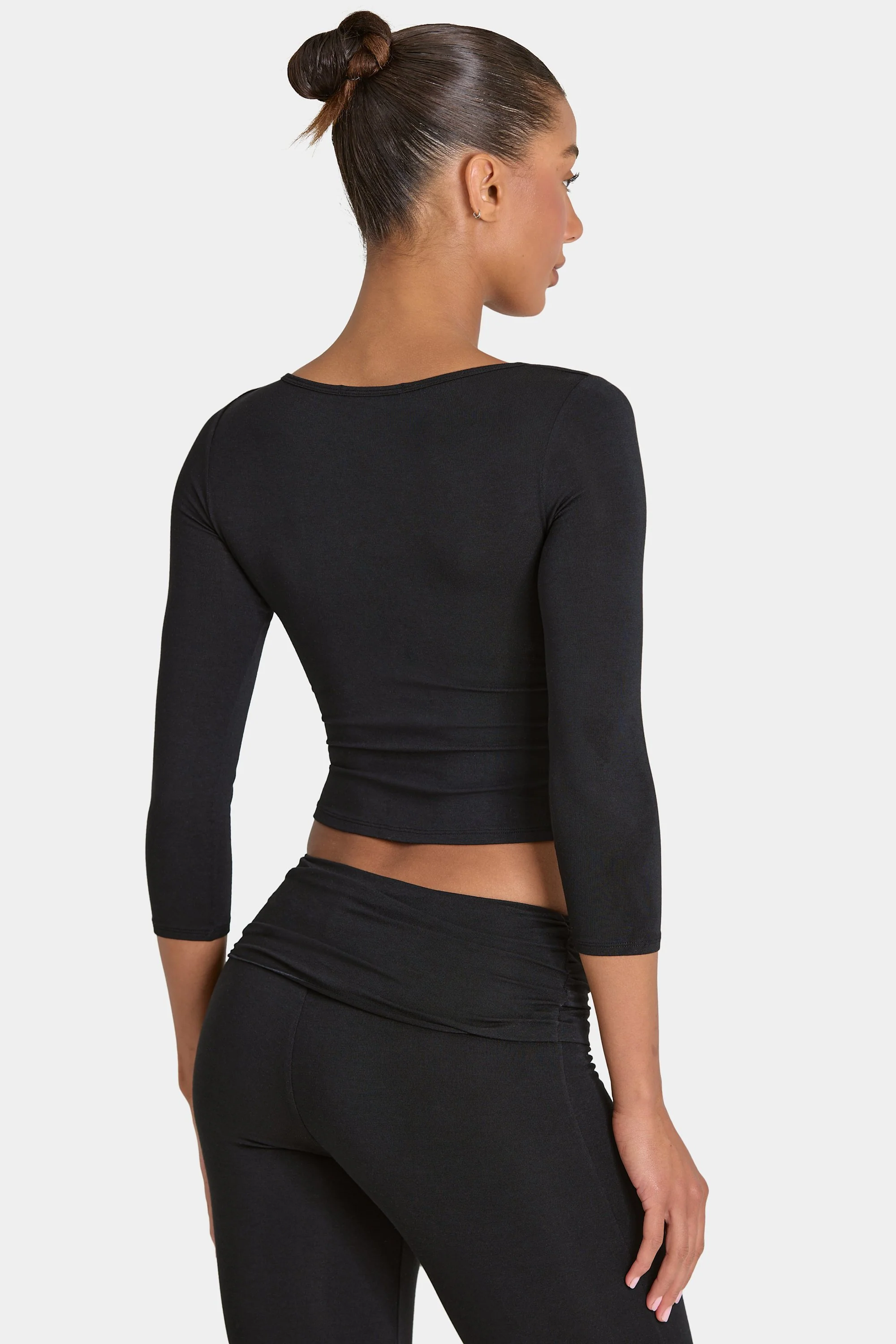 ButterCloud™ 3/4 Sleeve Top in Black - Image 2