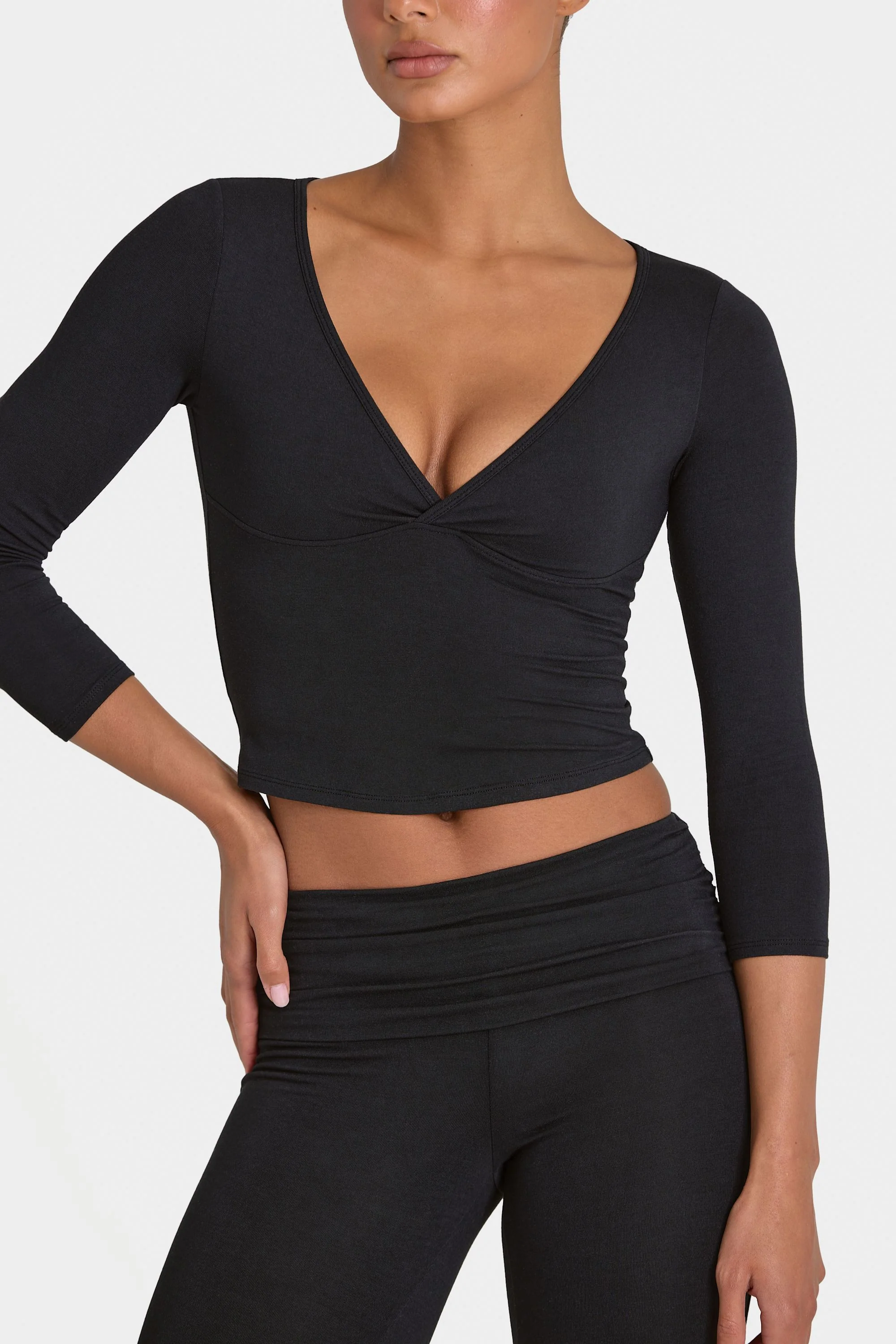 ButterCloud™ 3/4 Sleeve Top in Black - Image 4