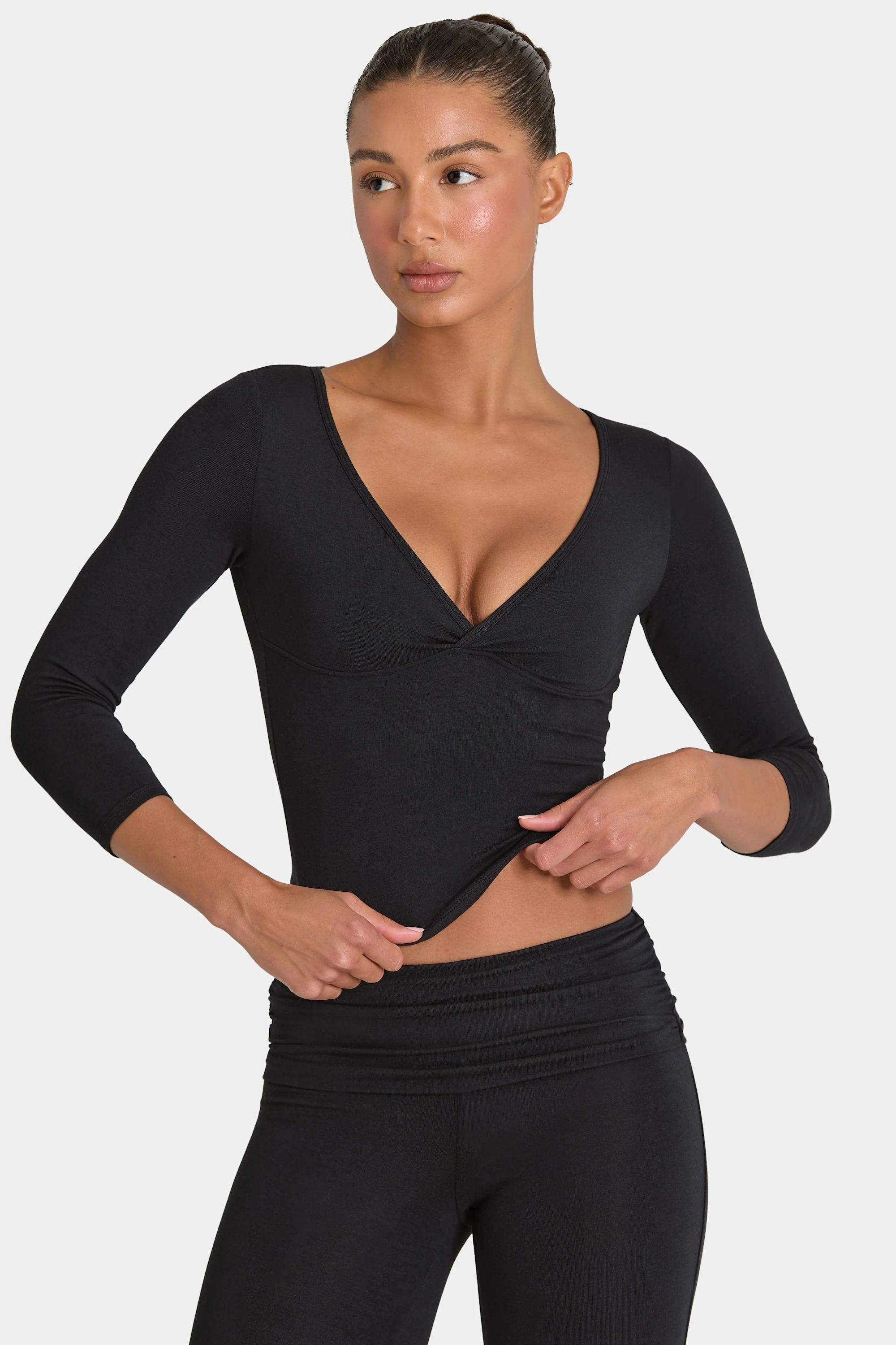 ButterCloud™ 3/4 Sleeve Top in Black - Image 5