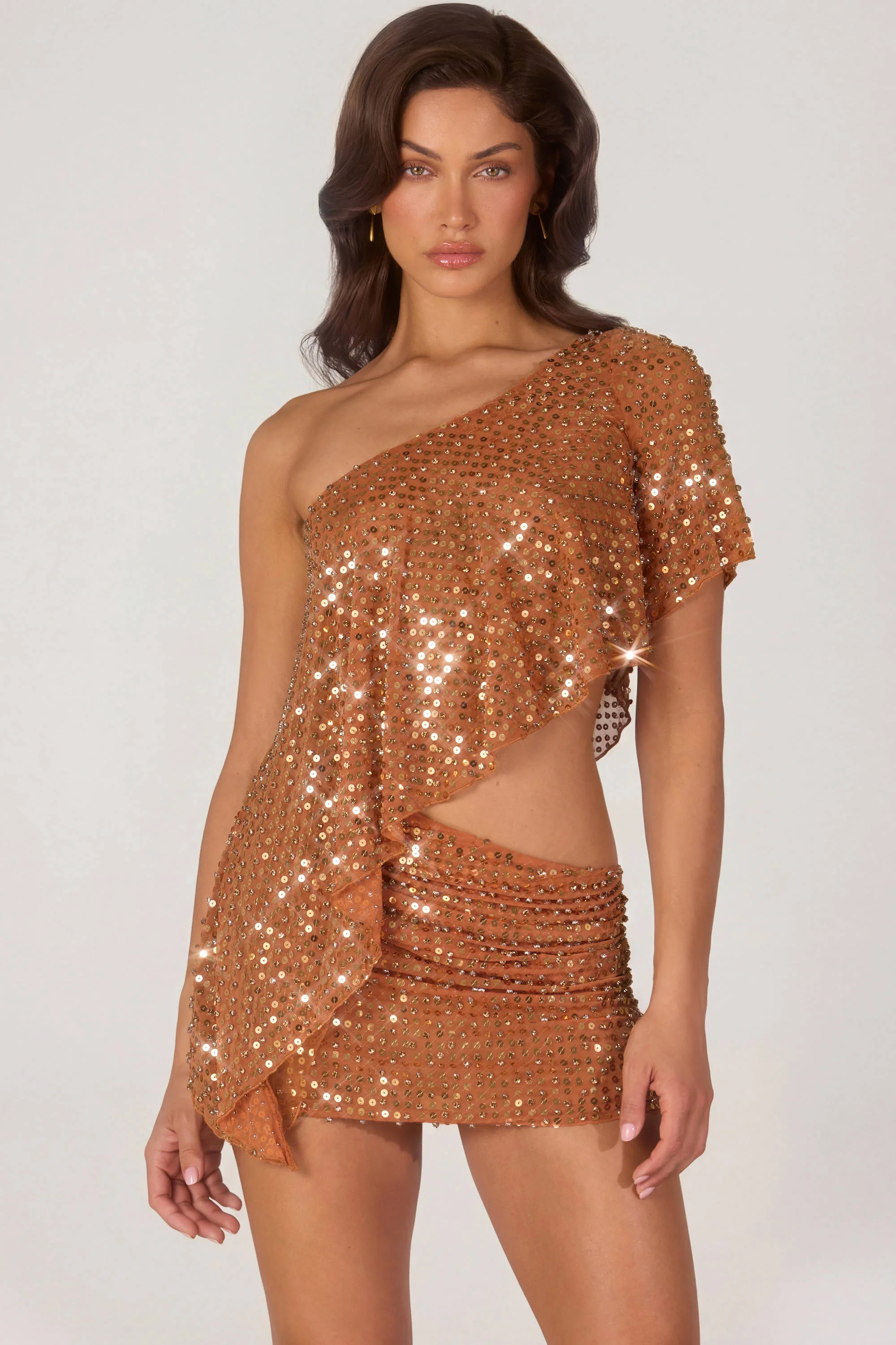 Embellished Micro Mini Skirt in Bronze - Image 8