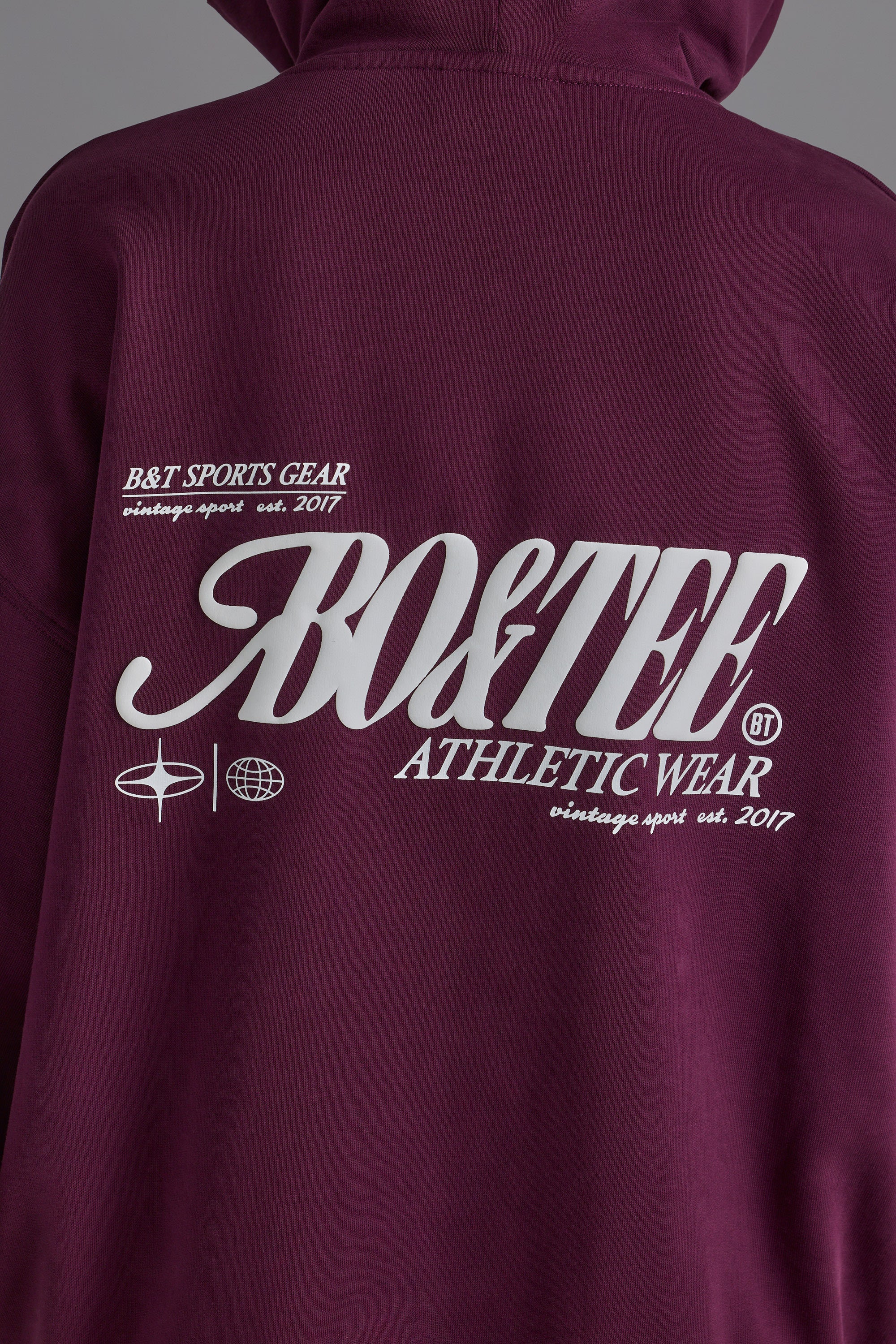 Cotton Fleece Appliqué Oversized Hoodie in Grape - Image 5