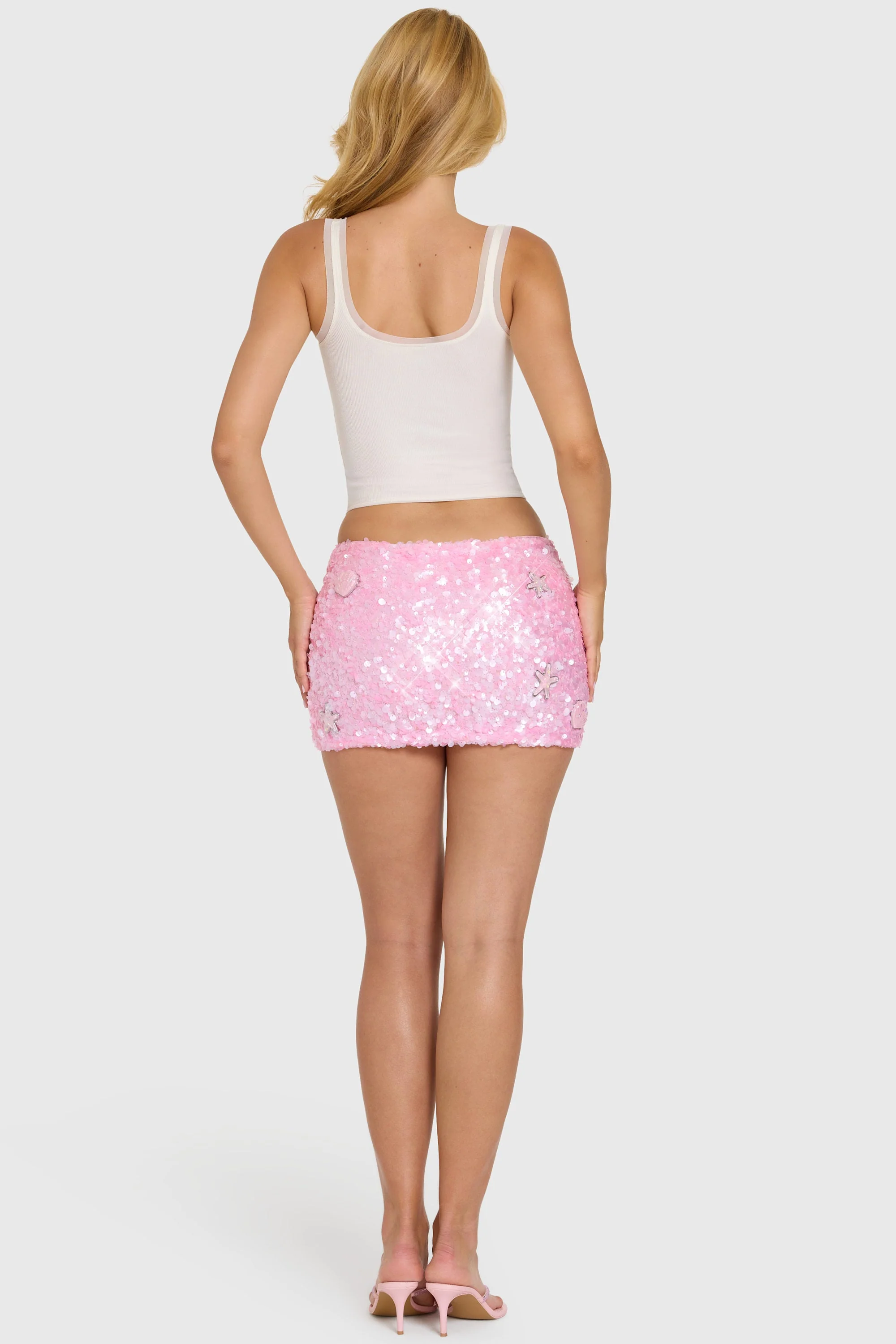 Embellished Mini Skirt in Bubblegum Pink - Image 3