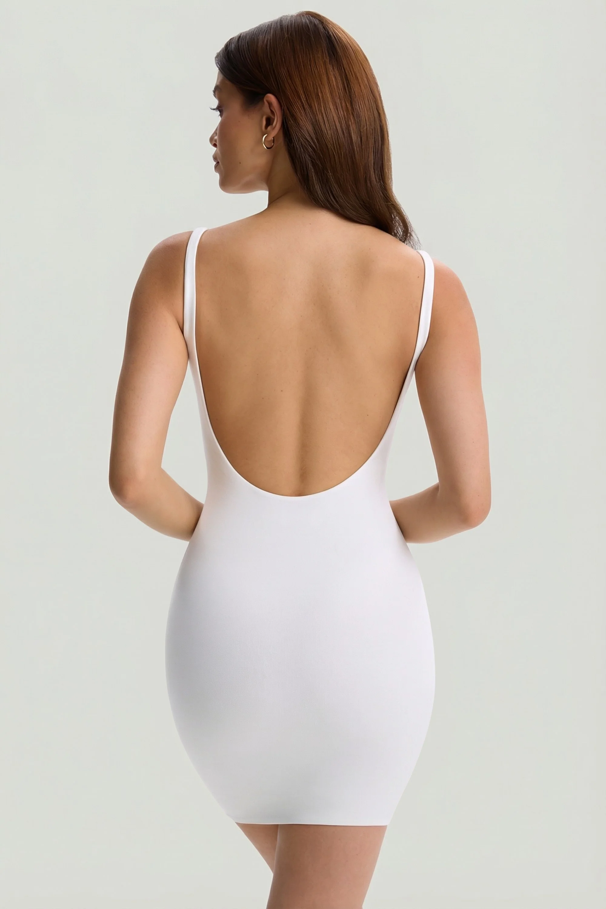 Modal Low-Back Bodycon Mini Dress in White - Image 2