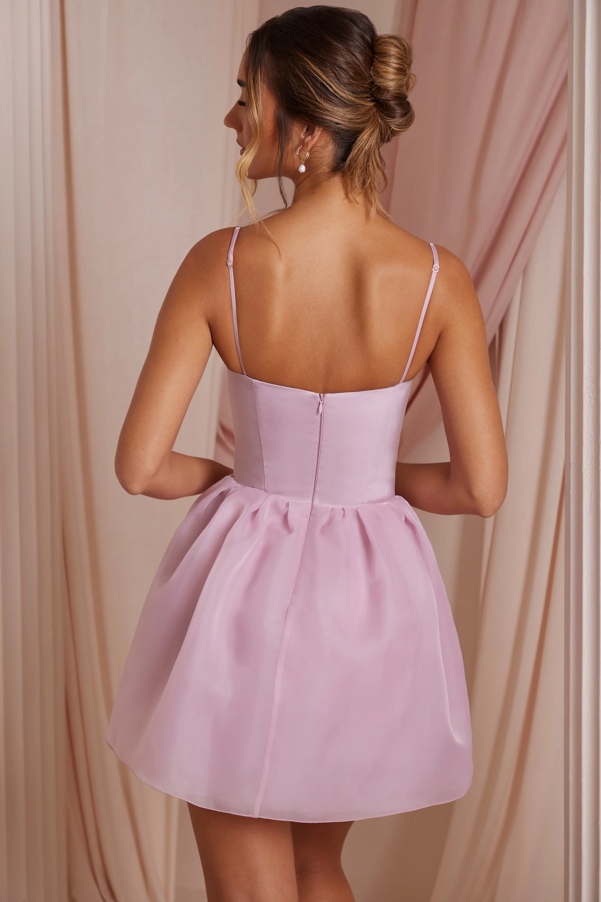 Tulle Skirt Corset Mini Dress in Dusty Pink - Image 2