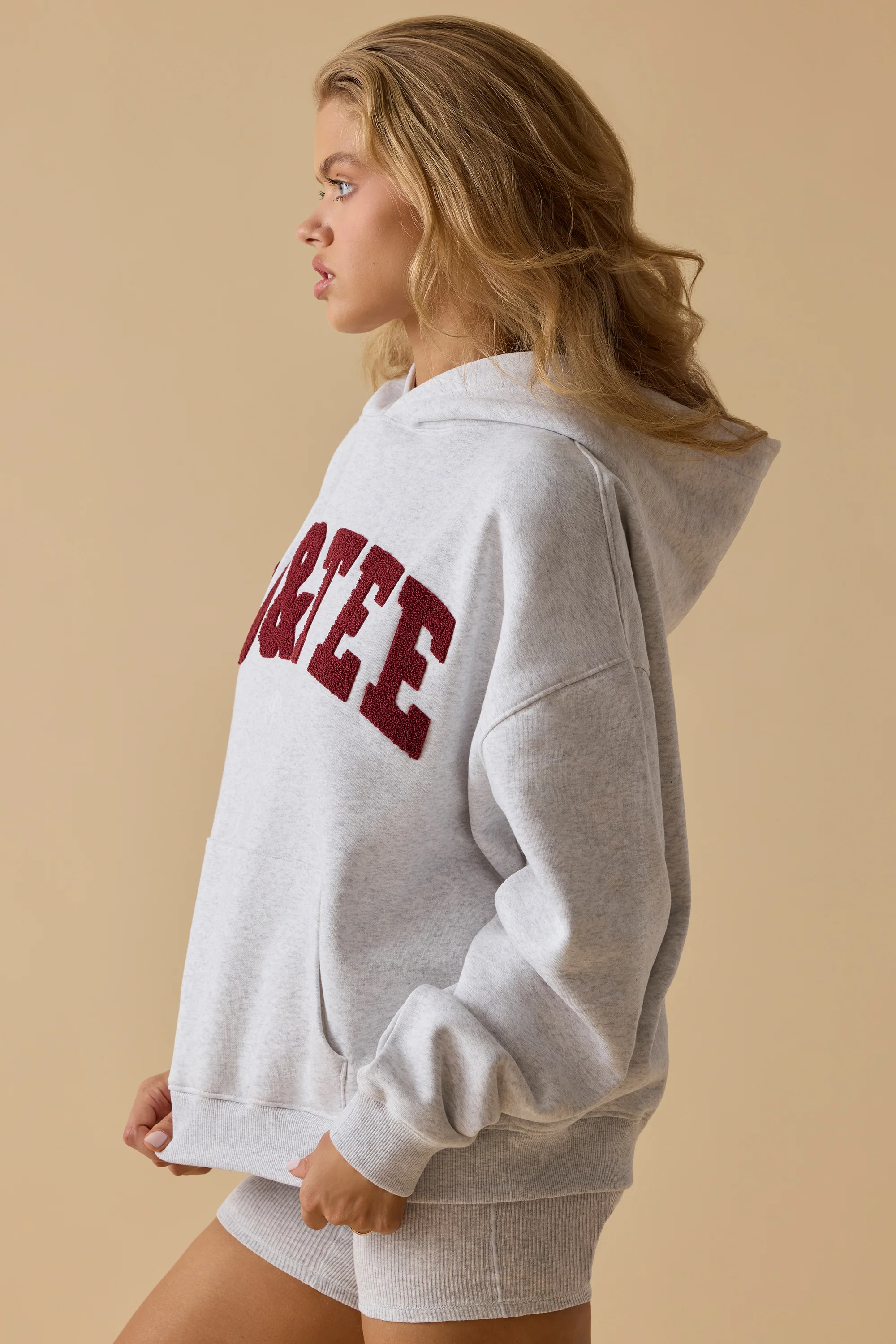Oversized Hooded Sweatshirt in Heather Grey - Image 3