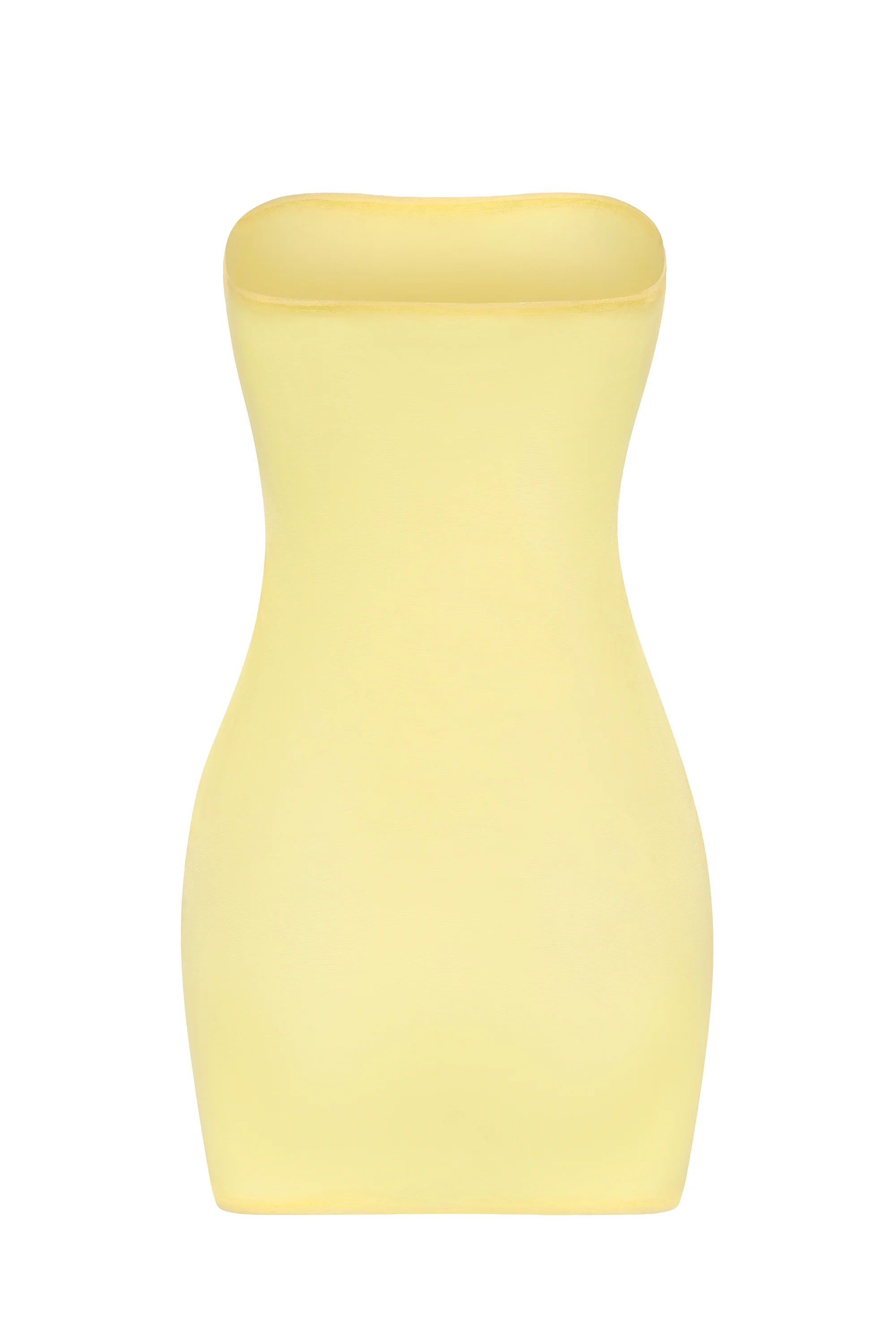 Soft Sheer-Mesh Bandeau Mini Slip Dress in Yellow - Image 2