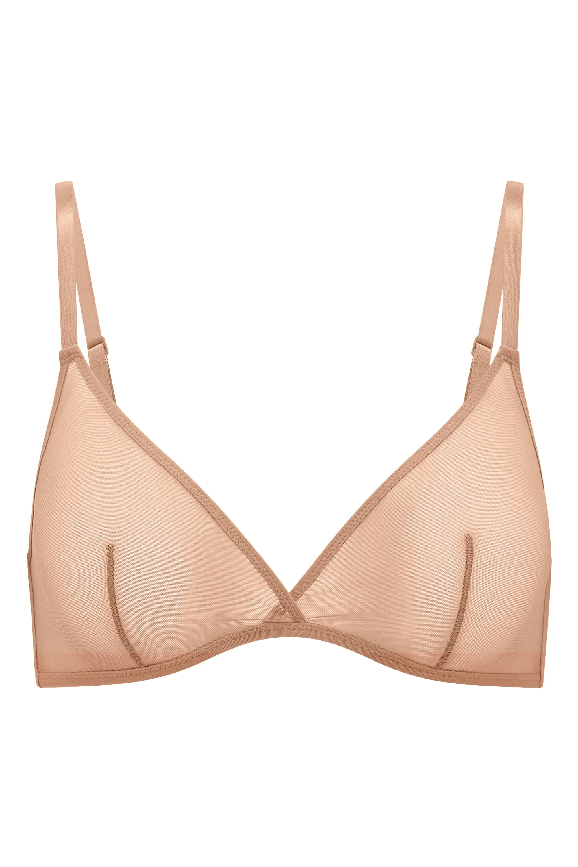 Soft Mesh Single Layer Triangle Bra in Warm Peach - Image 2