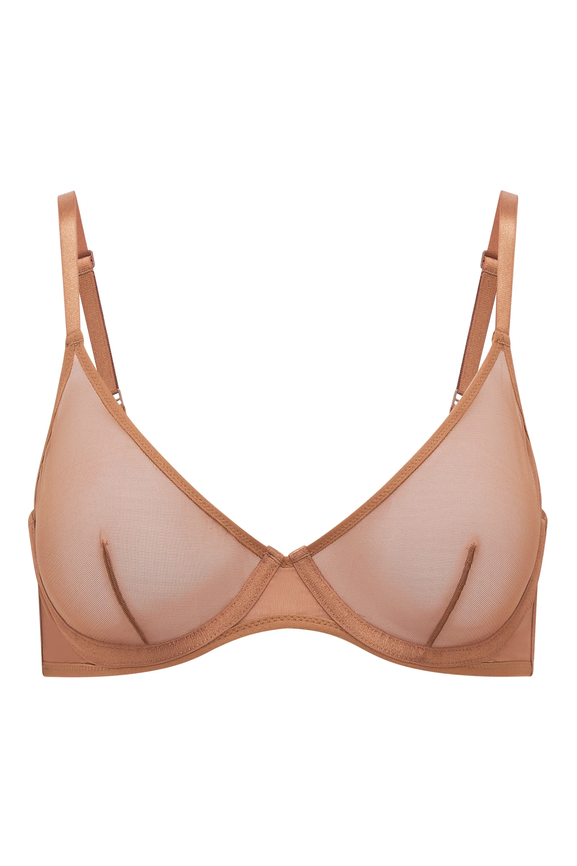 Soft Mesh Single Layer Underwired Bra in Honey - Image 2
