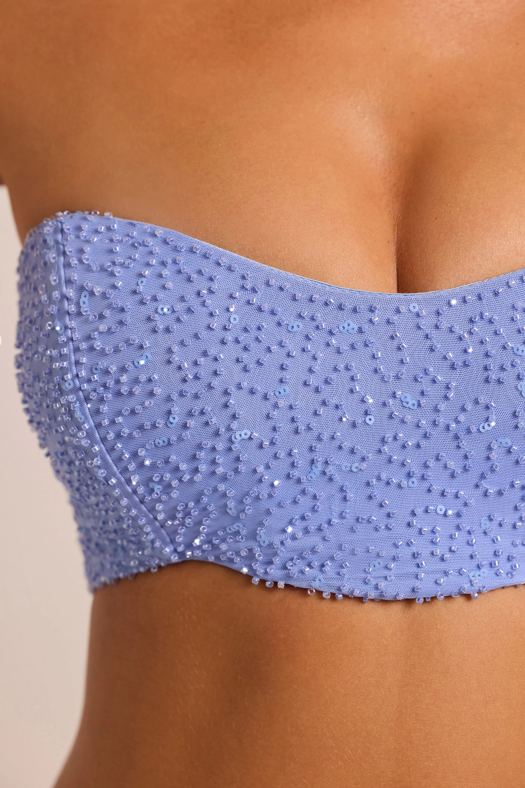 Embellished Strapless Corset Top in Powder Blue - Image 12