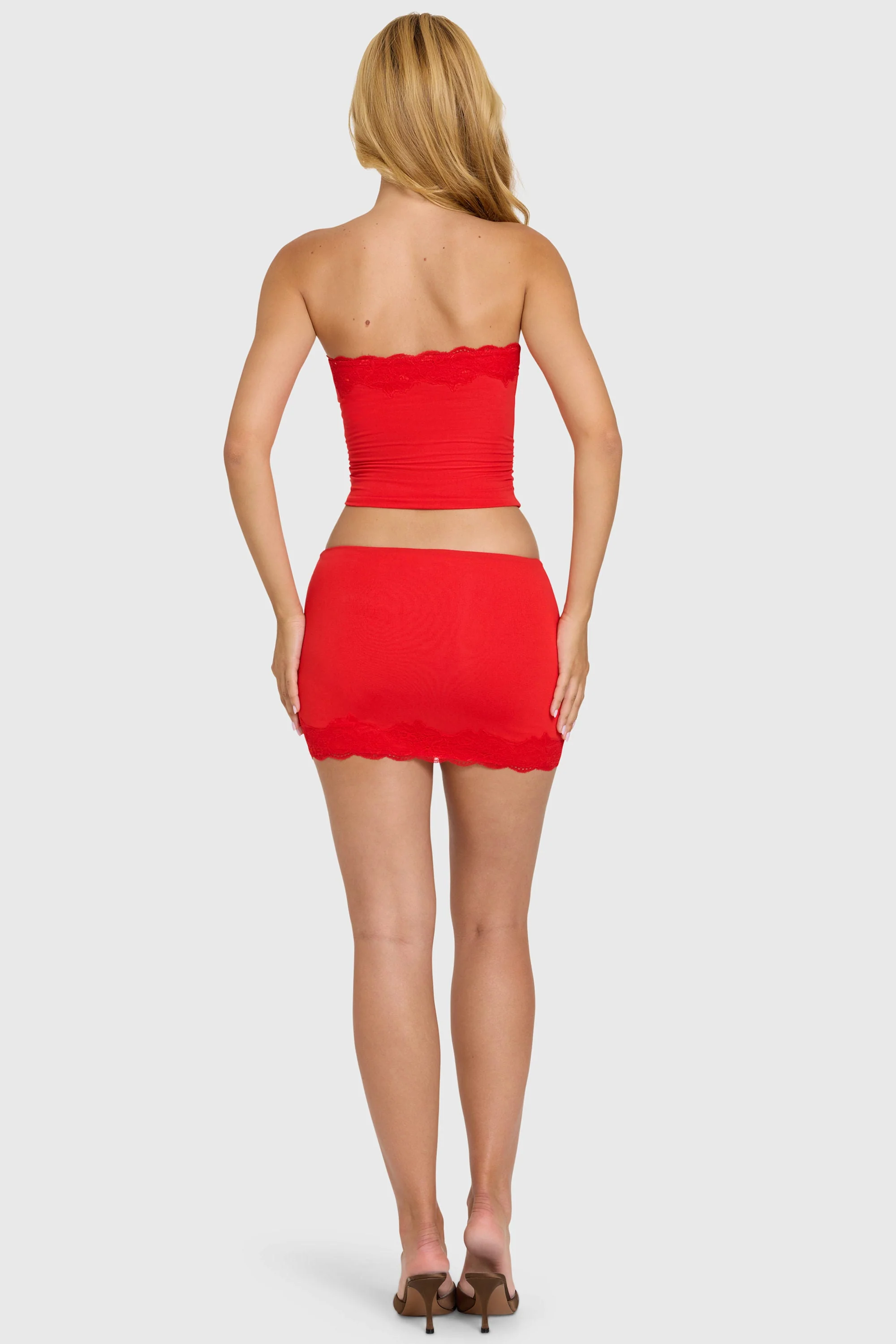 Modal Lace-Trim Skort in Cherry - Image 5