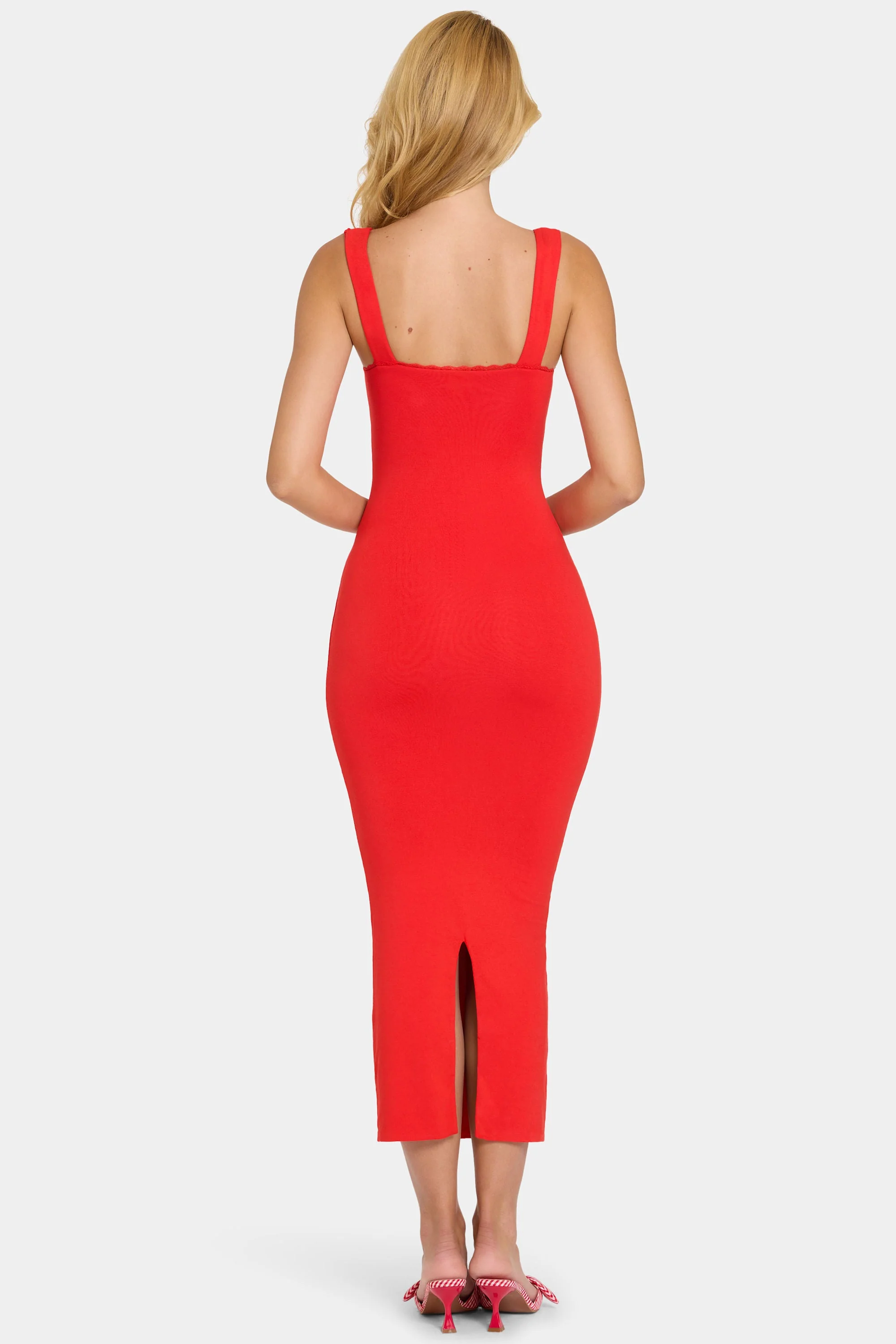 Modal Lace-Trim Midaxi Dress in Cherry - Image 6