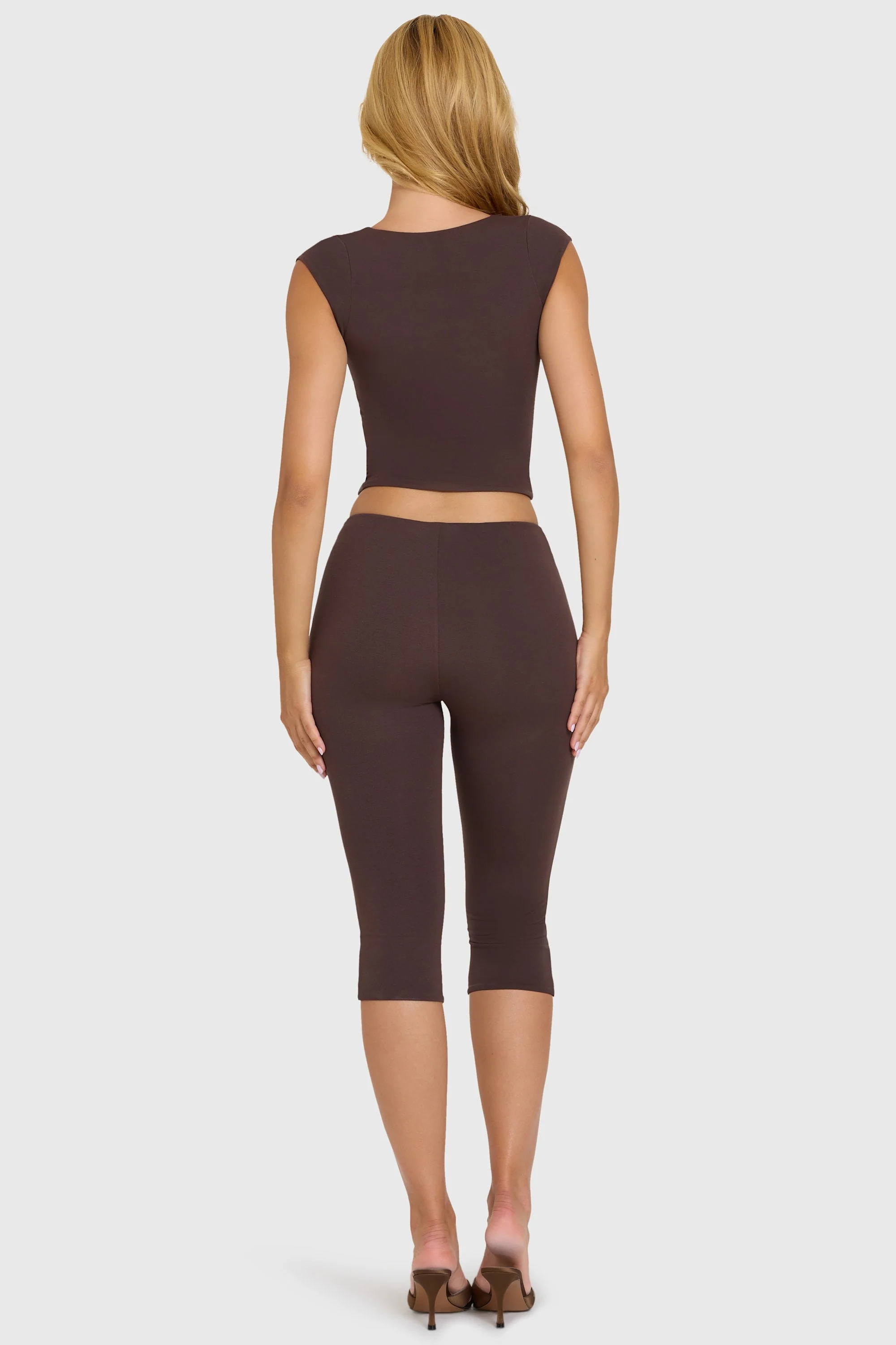 Modal Capri Leggings in Chocolate - Image 5