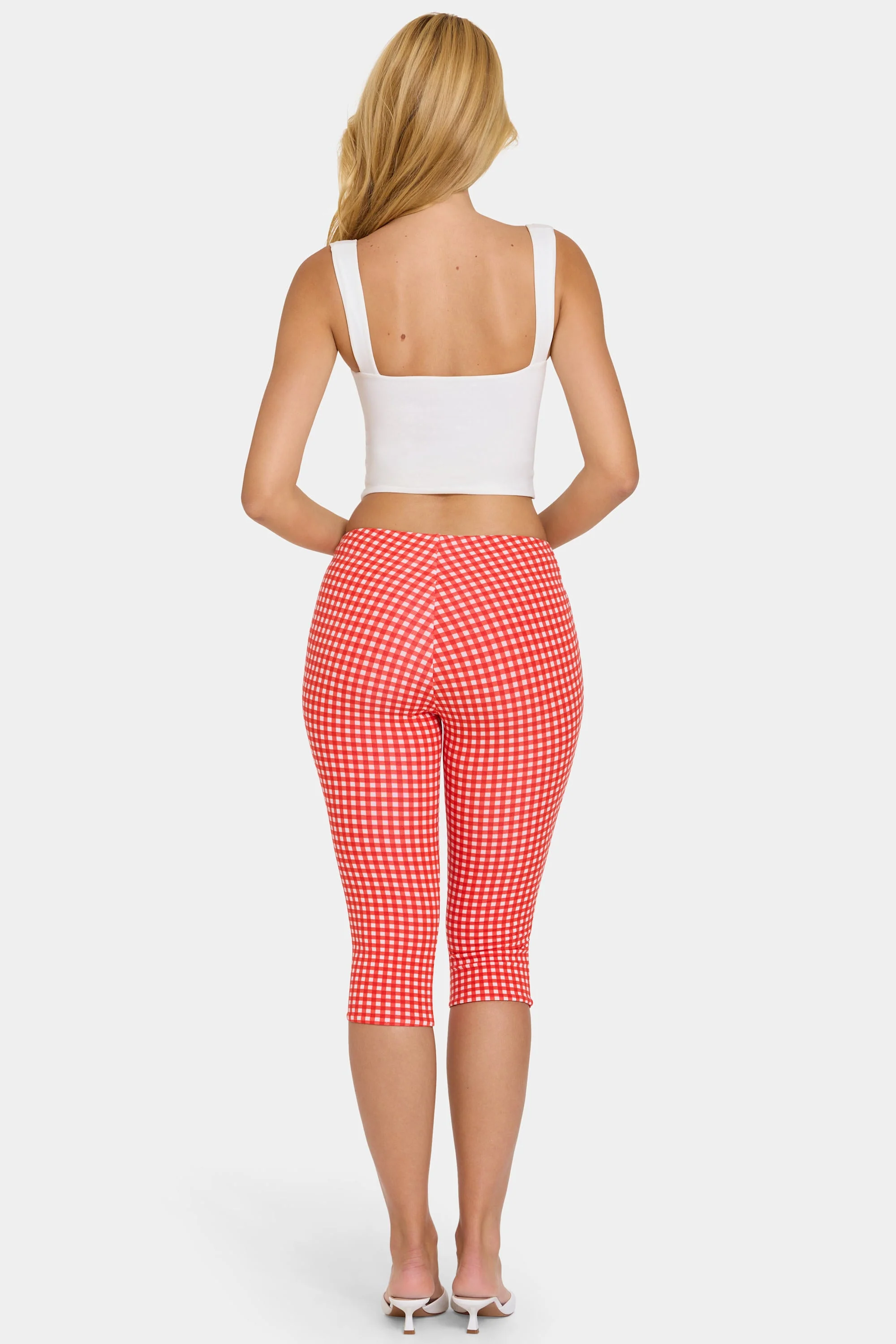 Modal Capri Leggings in Red Gingham - Image 5