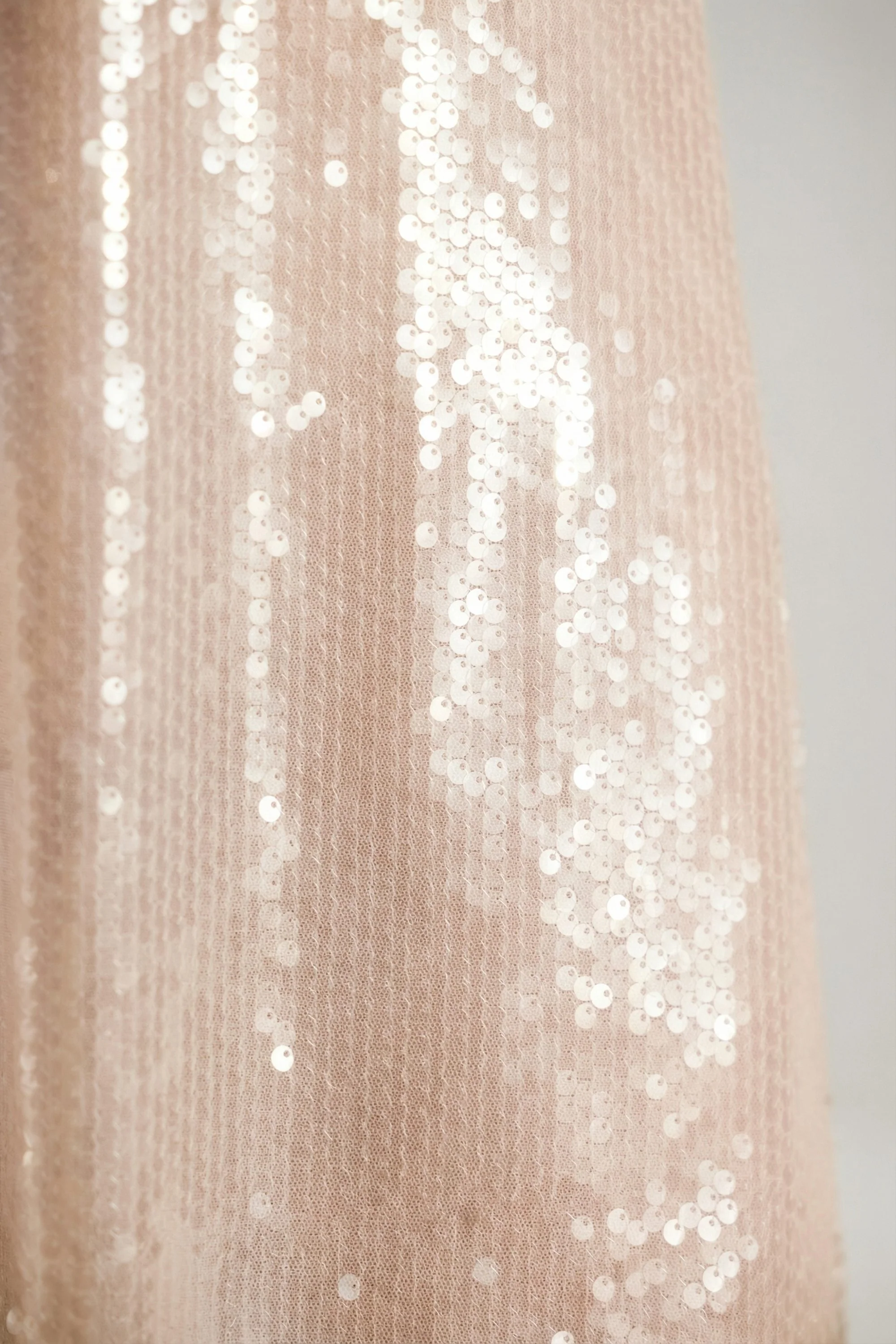 Sheer Sequin V-Neck Cut Out Back Evening Gown in White - Image 8