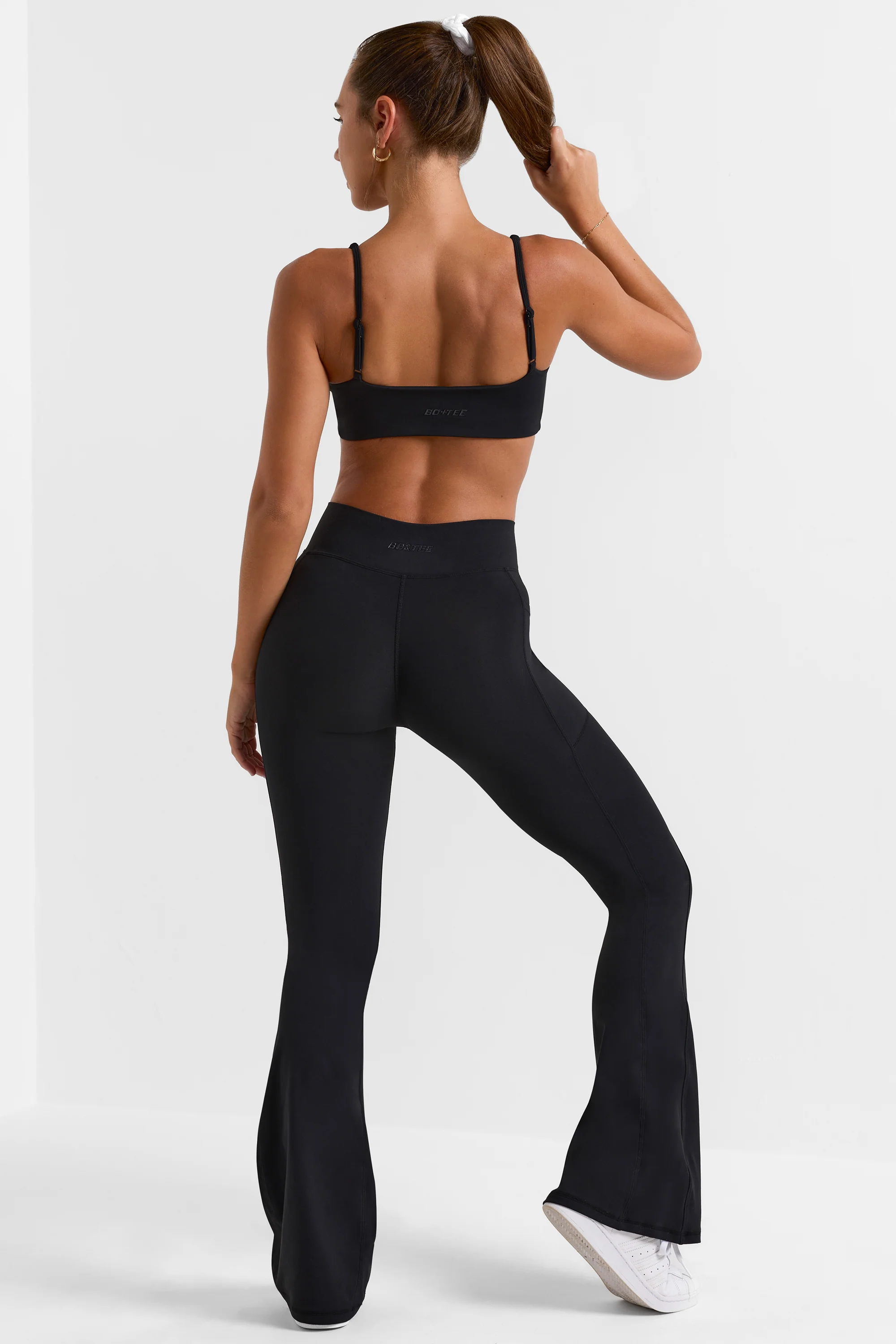 Soft Active V-Waist Flared Leggings in Black - Image 2