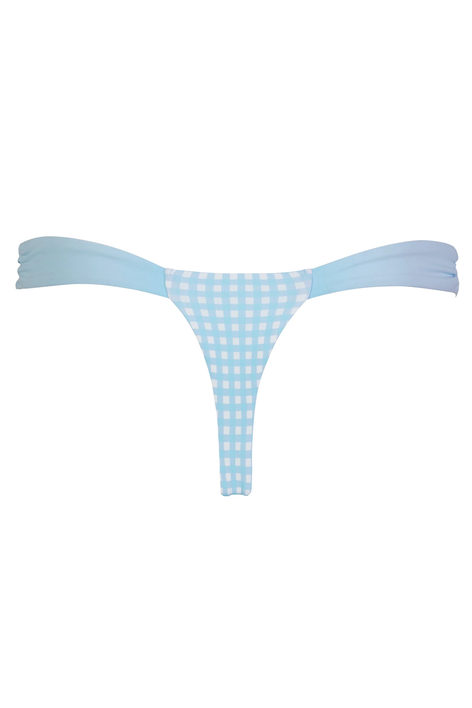 Thong Bikini Bottoms in Blue Gingham Print - Image 4
