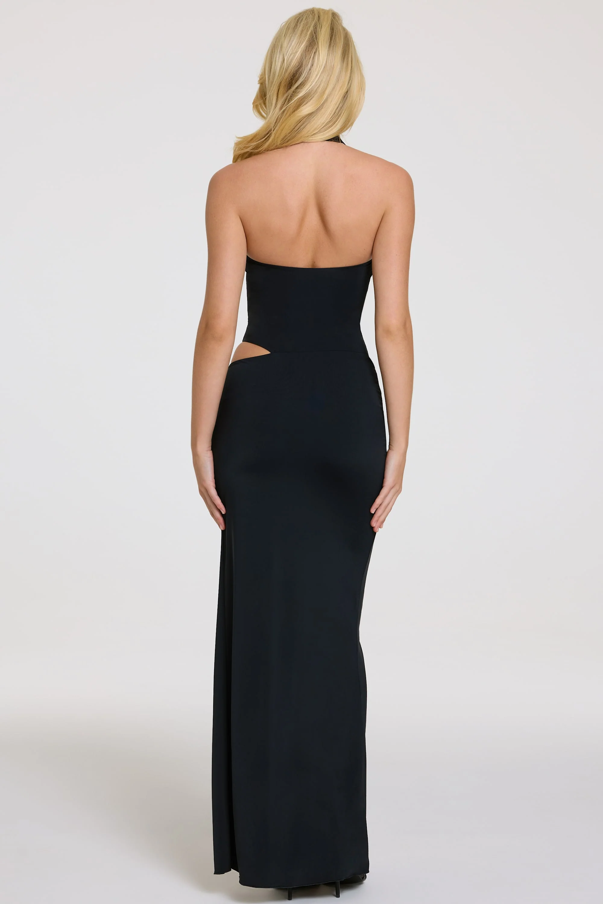 Halterneck Maxi Dress in Black - Image 7