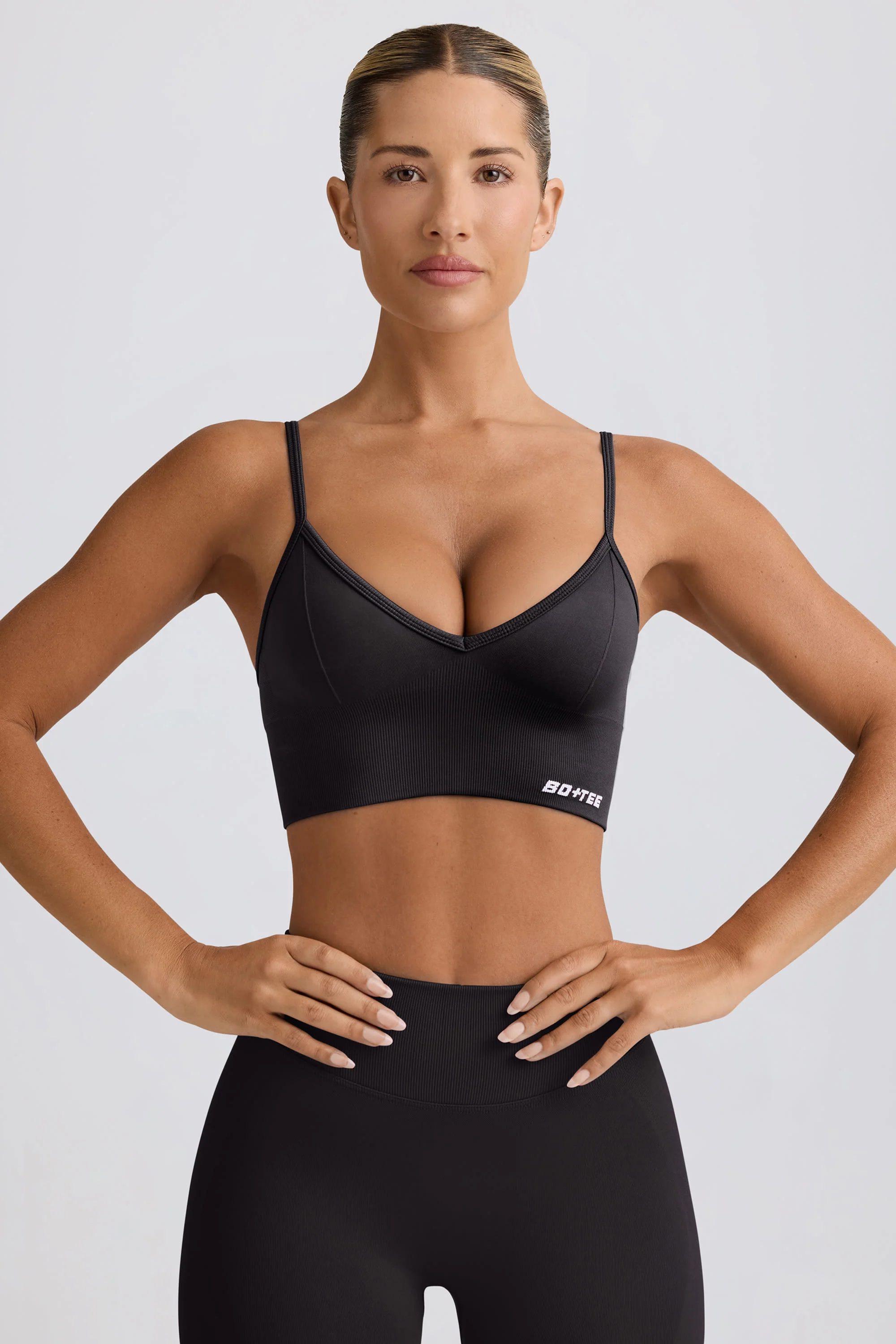 Define Luxe V-Neck Sports Bra in Black - Image 16