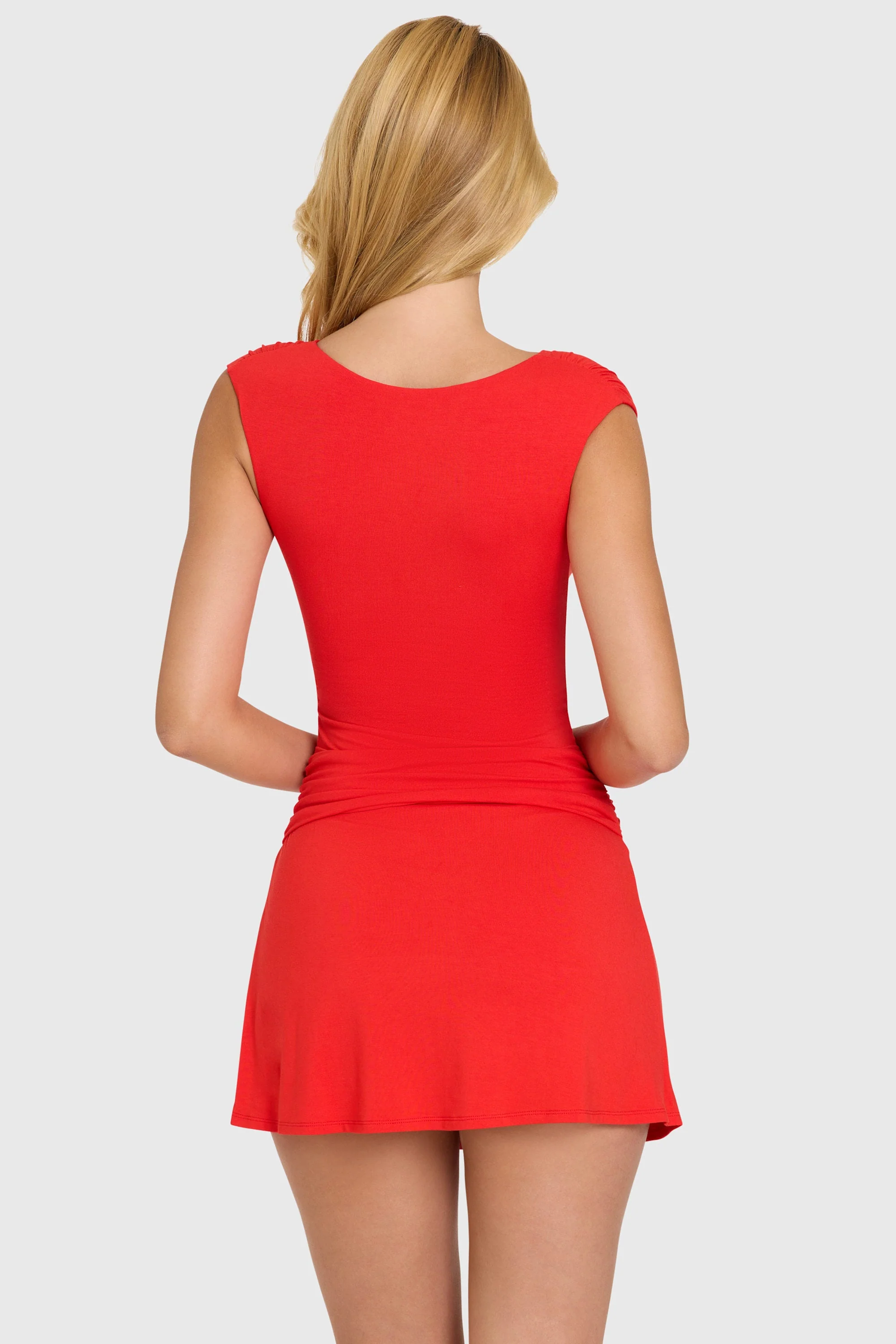 Modal Wrap Mini Dress in Cherry - Image 6