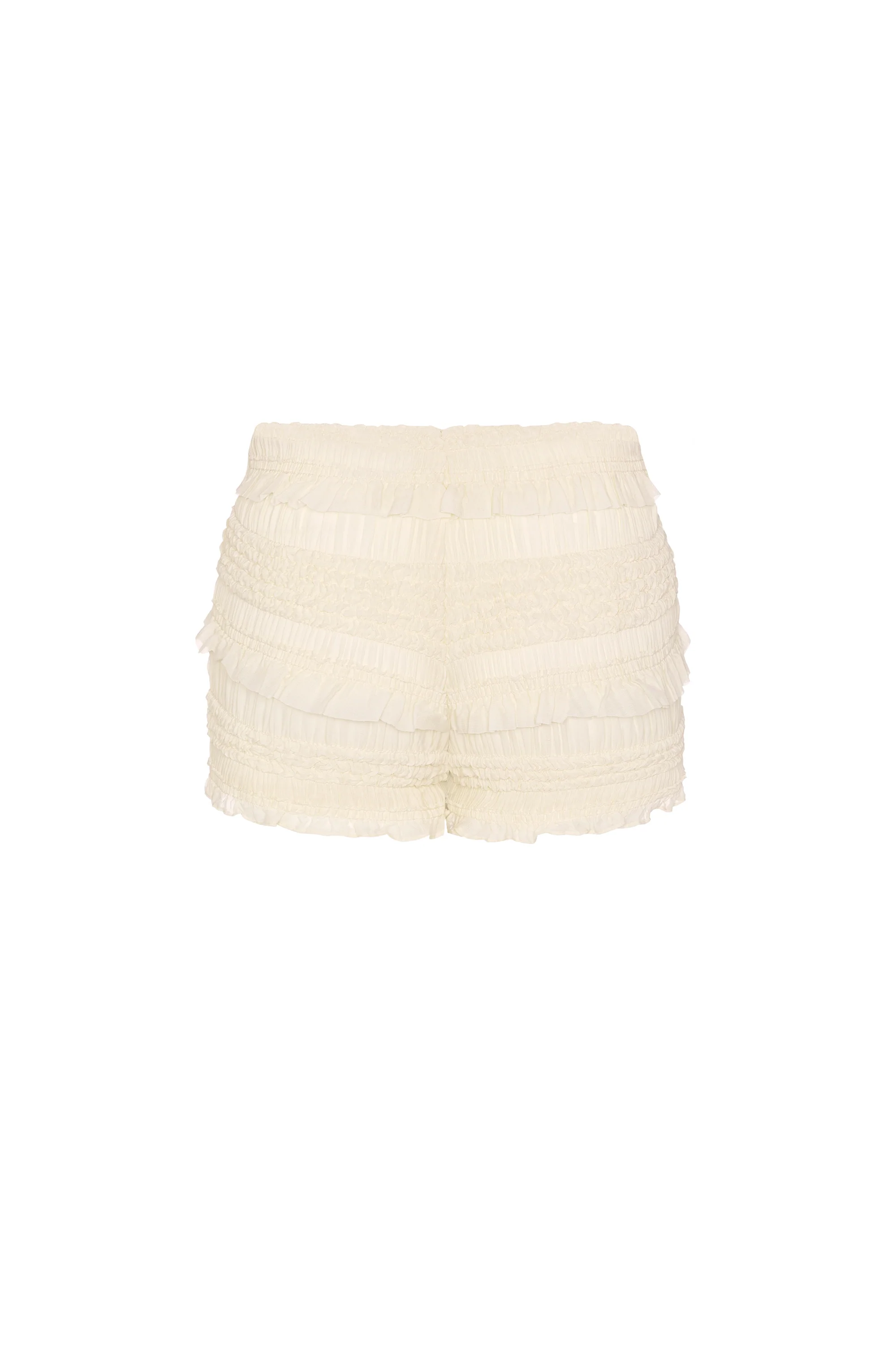 Ruffled Mid-Rise Shorts in Ivory - Image 4