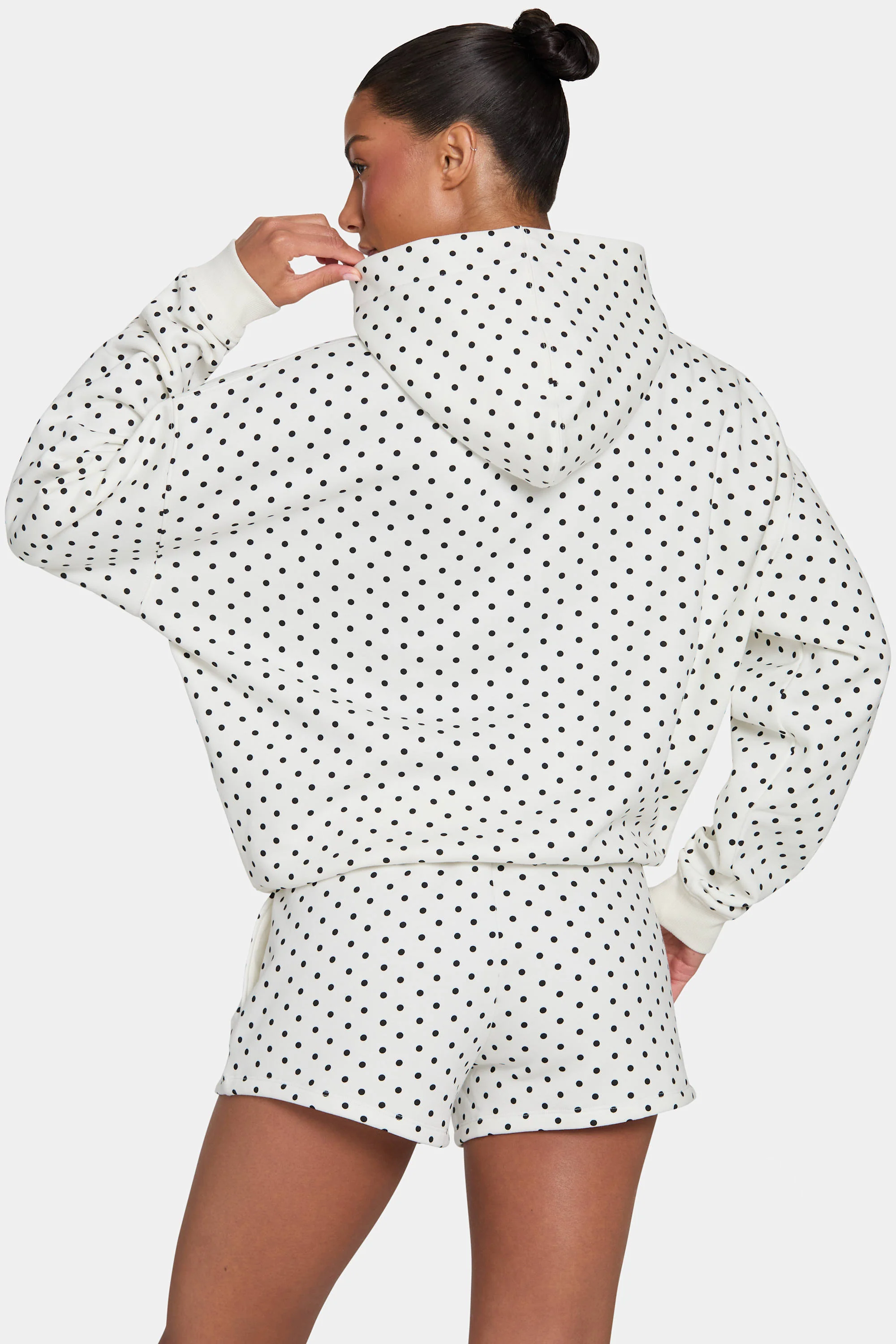 Oversized Applique Hoodie  in Monochrome Polka Dot - Image 2