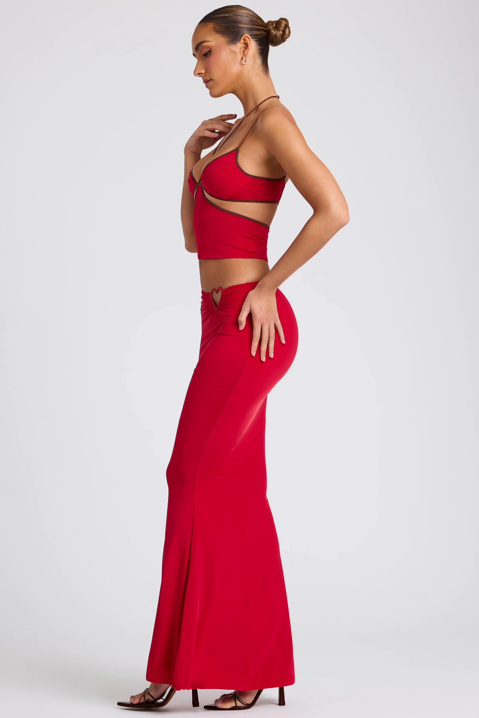 Mid Rise Maxi Skirt in Fire Red - Image 10