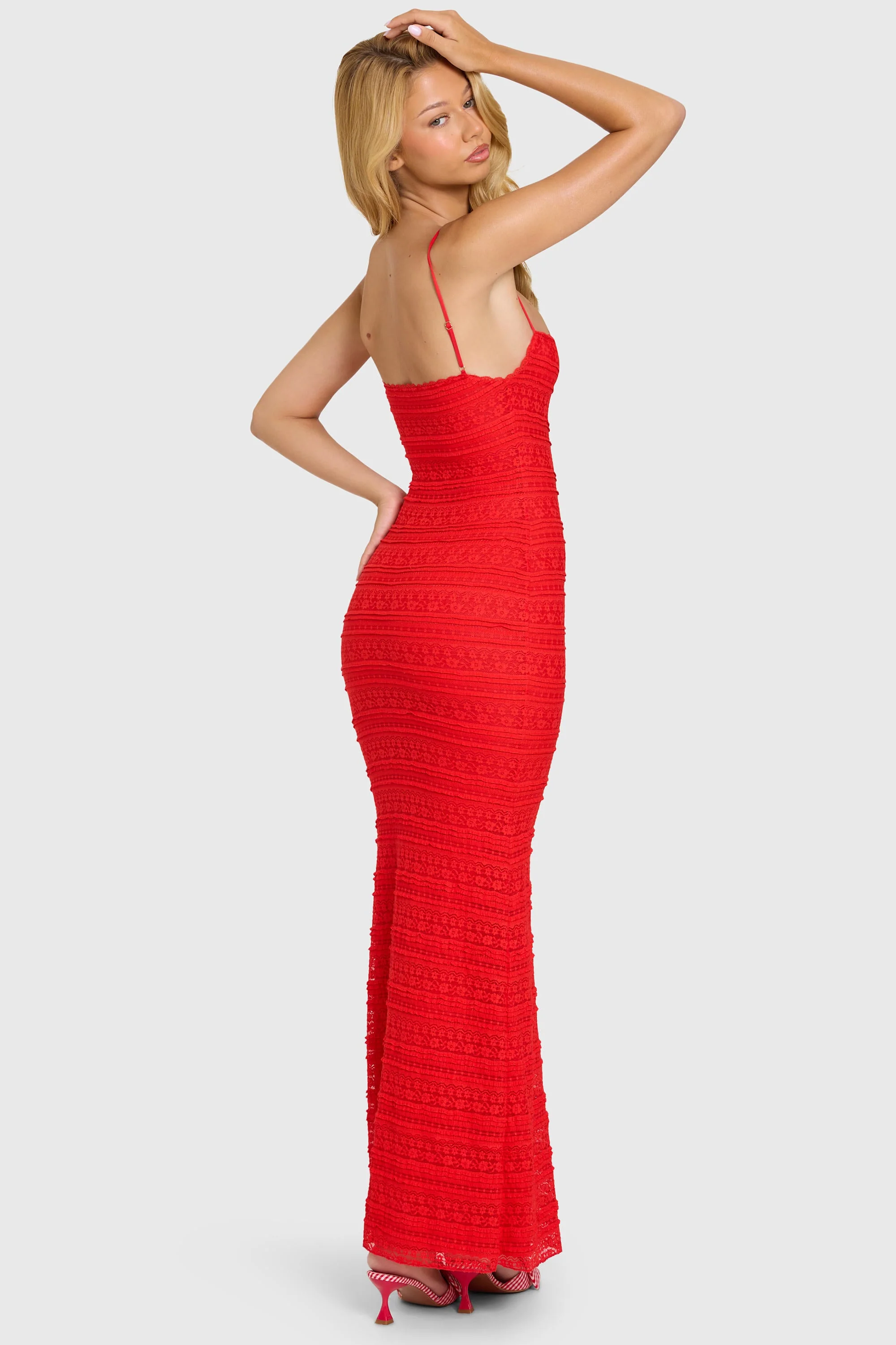 Lace Maxi Dress in Cherry - Image 2