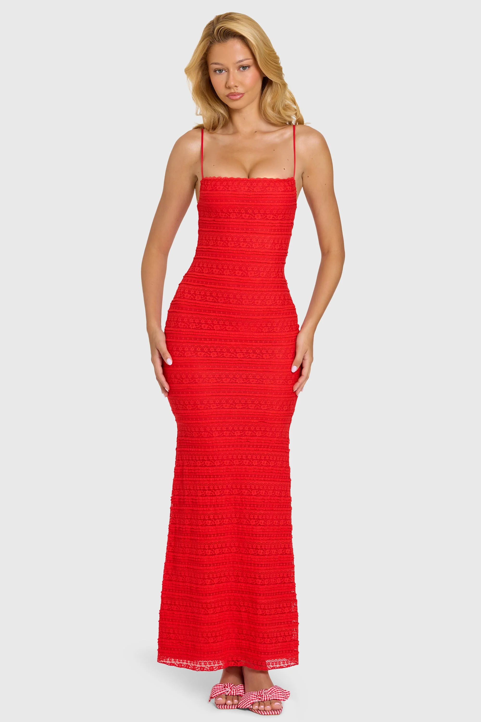 Lace Maxi Dress in Cherry - Image 5