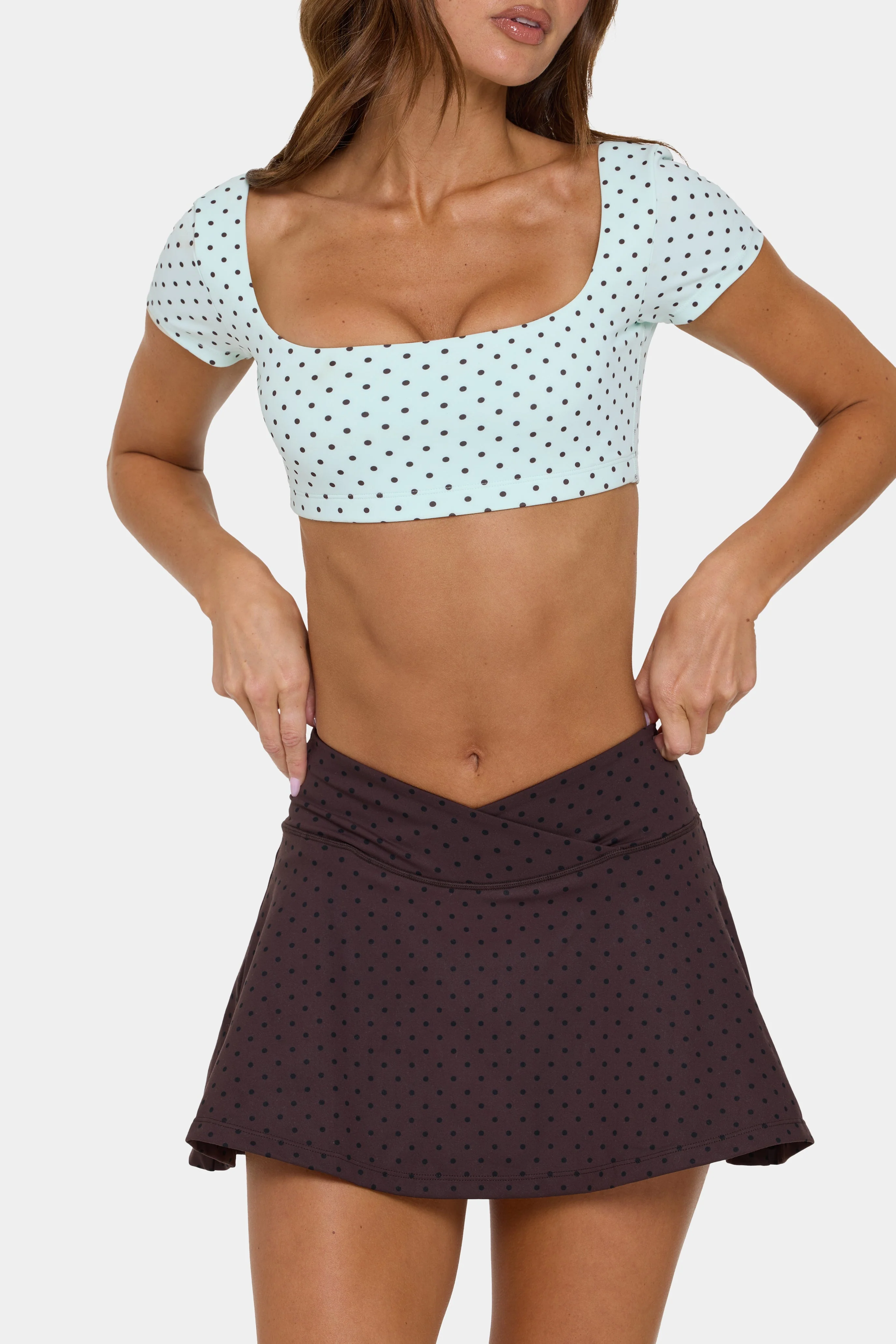 Soft Active Cap Sleeve Crop Top in Mint Chip - Image 2