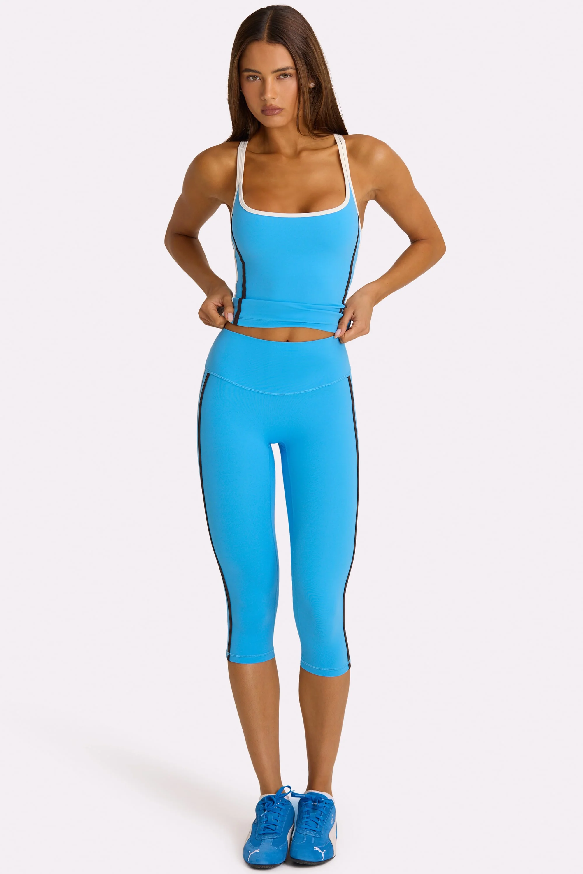 Soft Active Capri Leggings in Electric Blue - Image 3