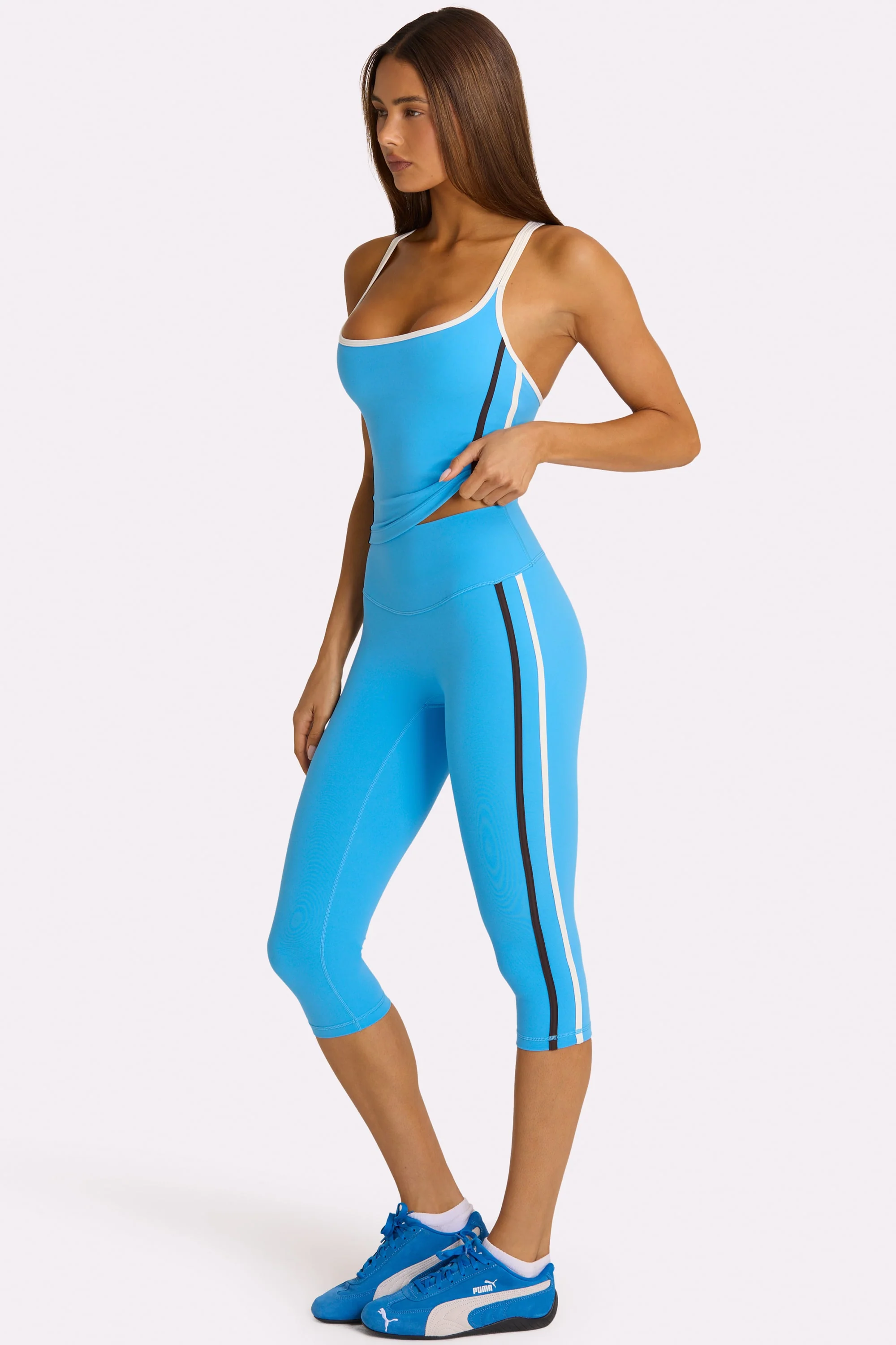 Soft Active Capri Leggings in Electric Blue - Image 4