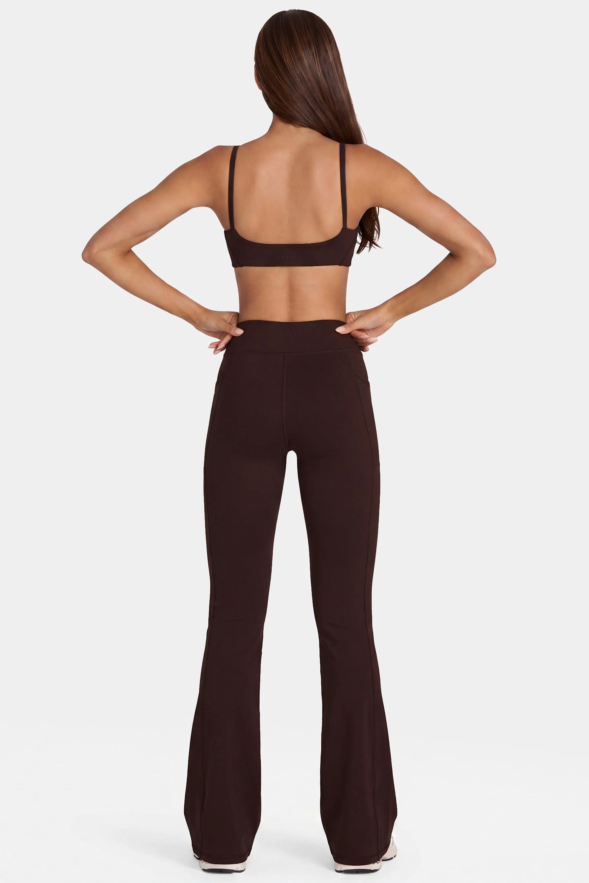 Soft Active V-Waist Flared Leggings in Espresso - Image 2