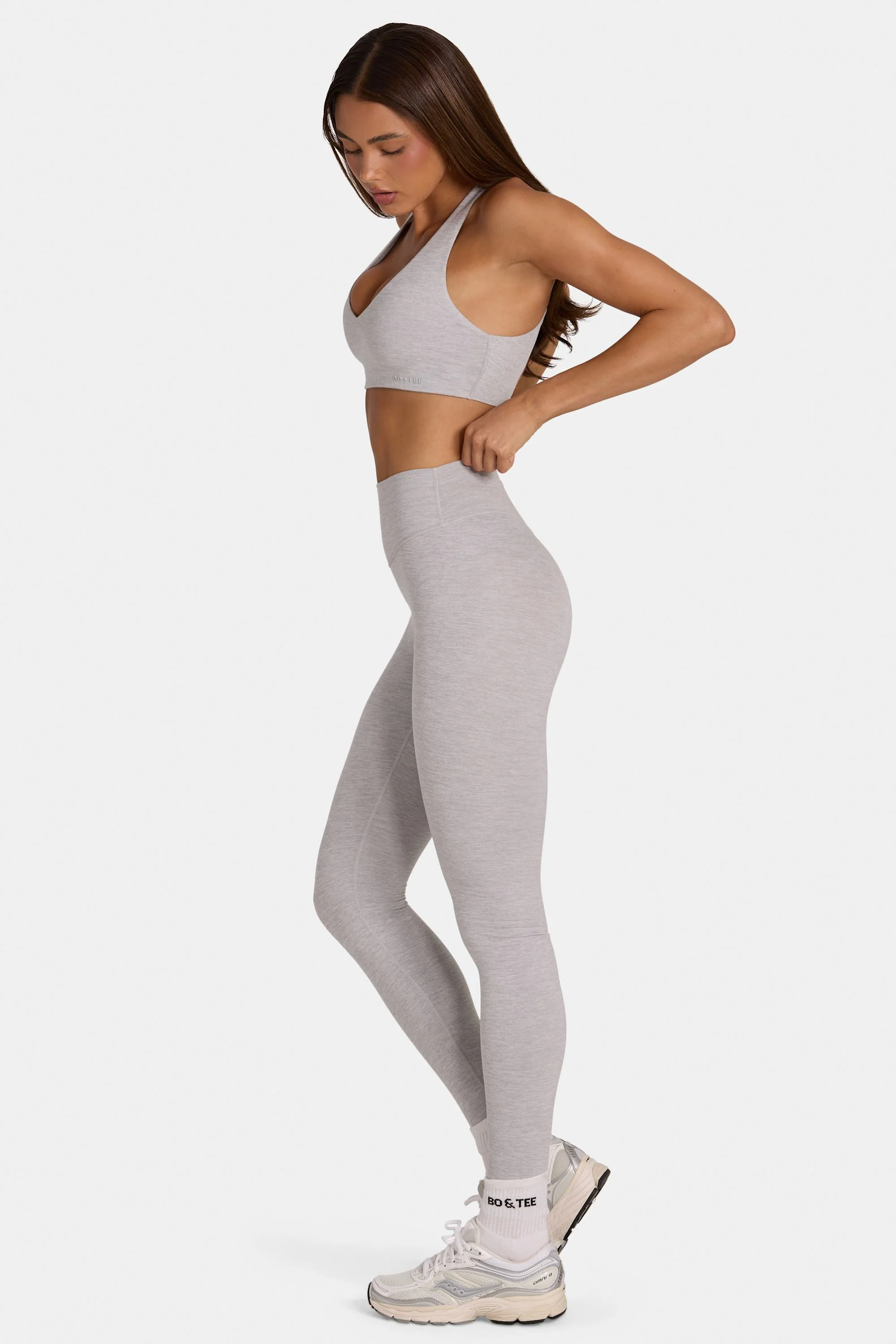 Soft Active Full-Length Leggings in Grey Marl - Image 3