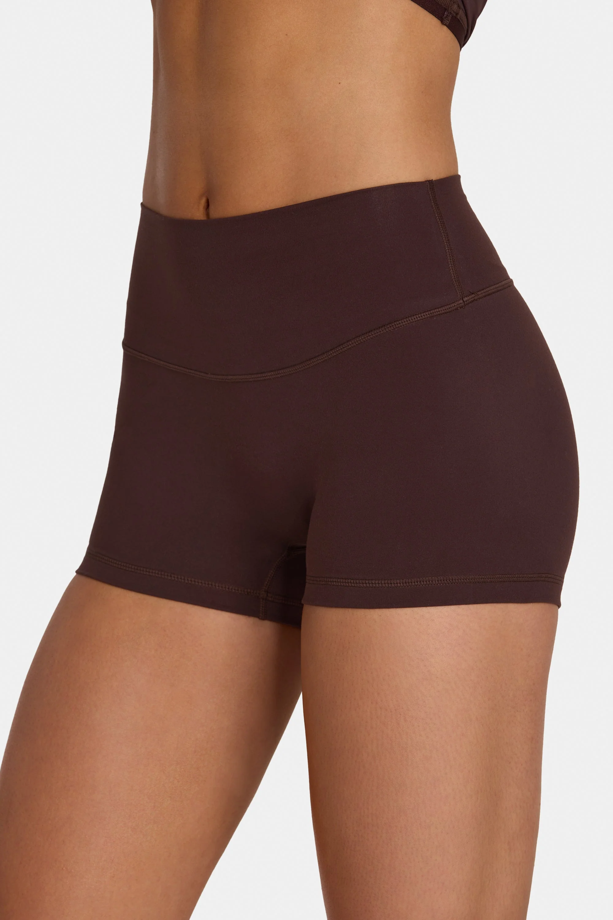 Soft Active Mini Shorts in Espresso - Image 4
