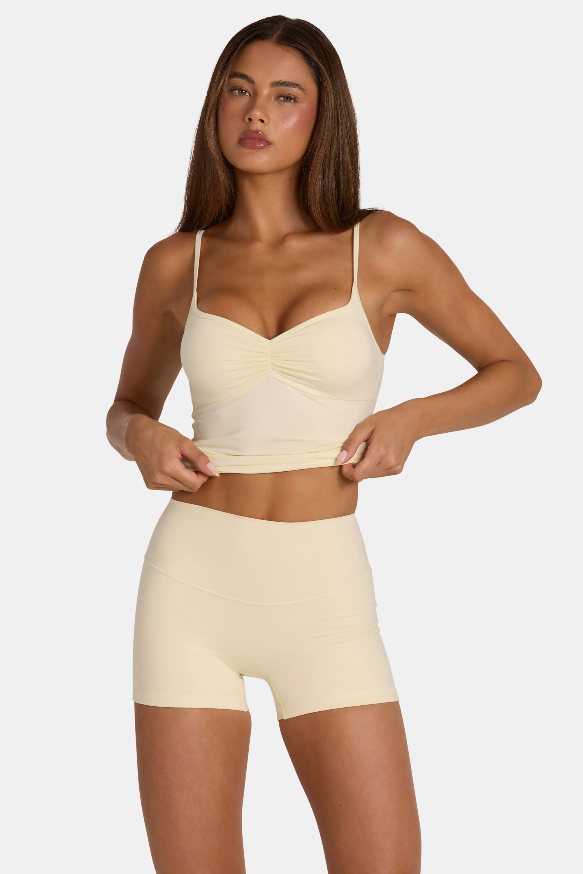 Soft Active Mini Shorts in Lemon Marl - Image 5