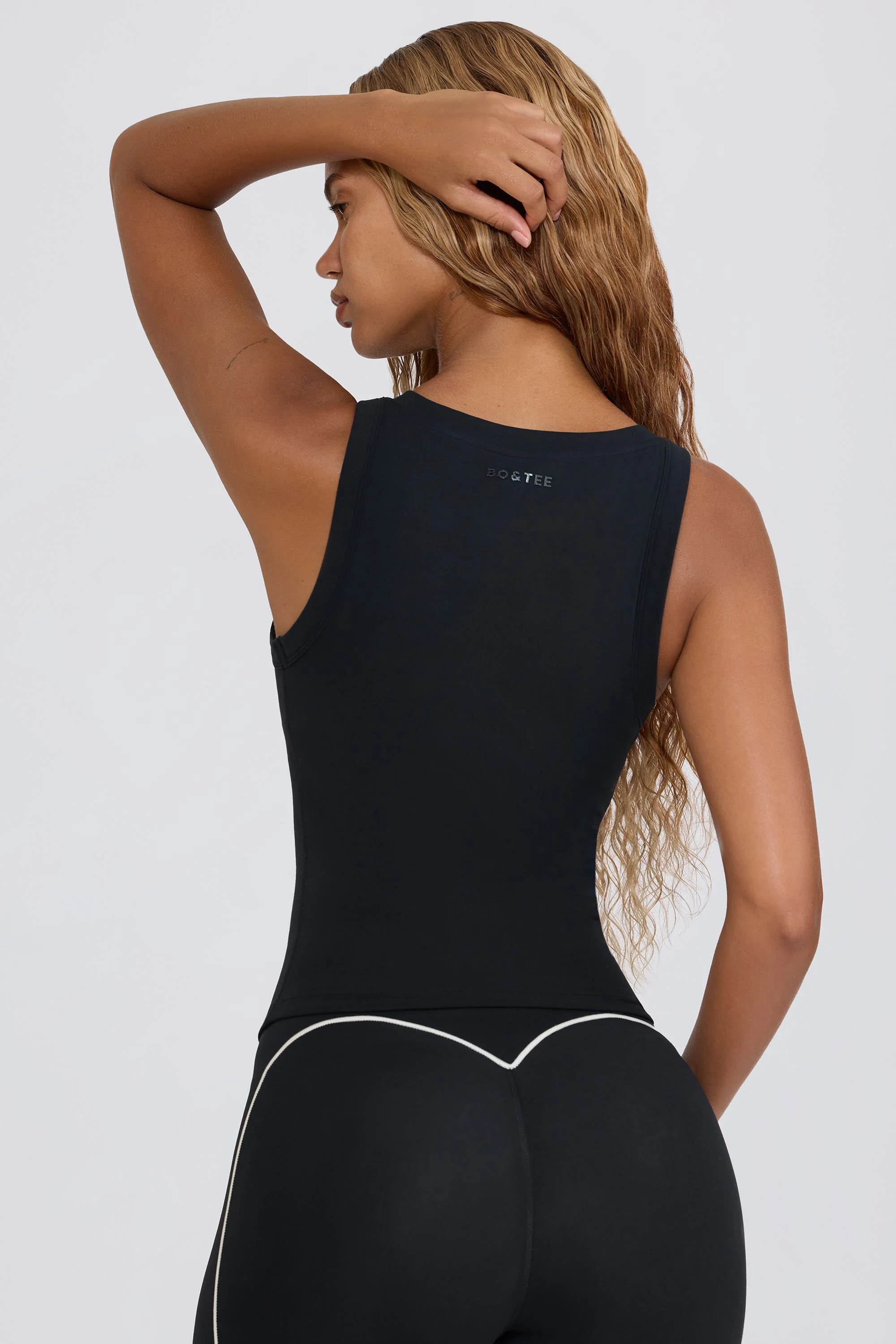Soft Active V-Neck Tank Top in Black - Image 2