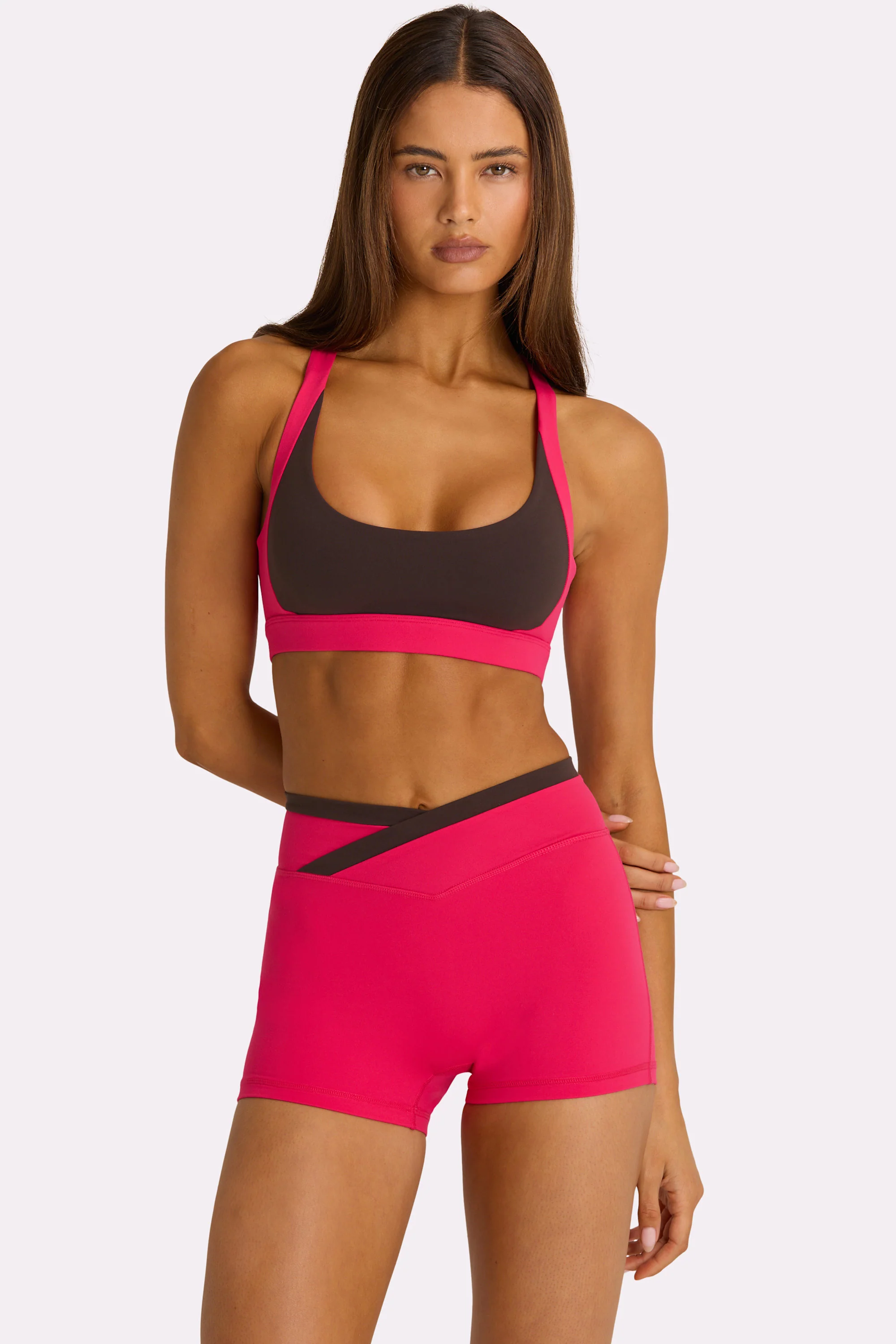 Soft Active Wrap Waist Shorts in Hot Pink - Image 3