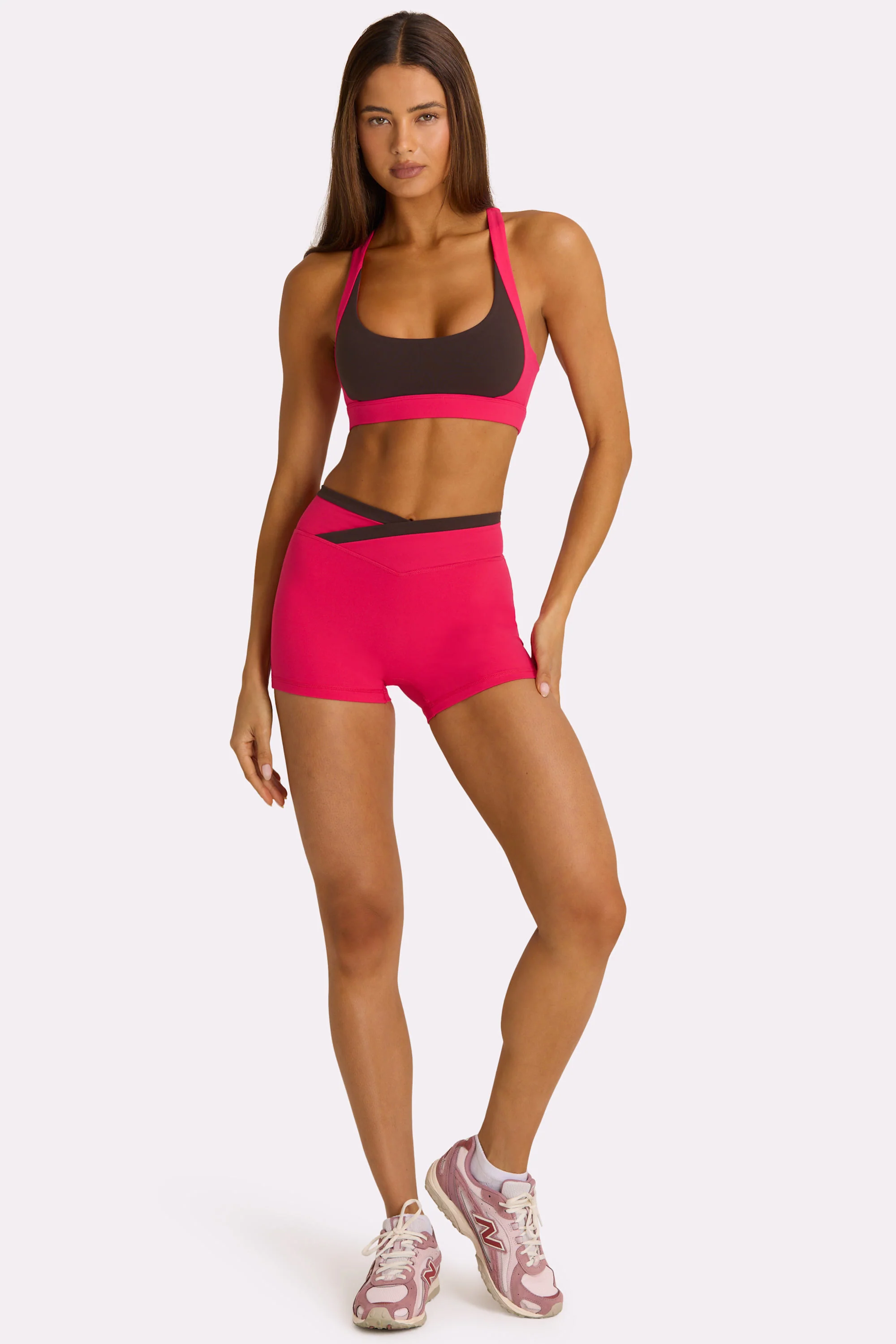 Soft Active Wrap Waist Shorts in Hot Pink - Image 4