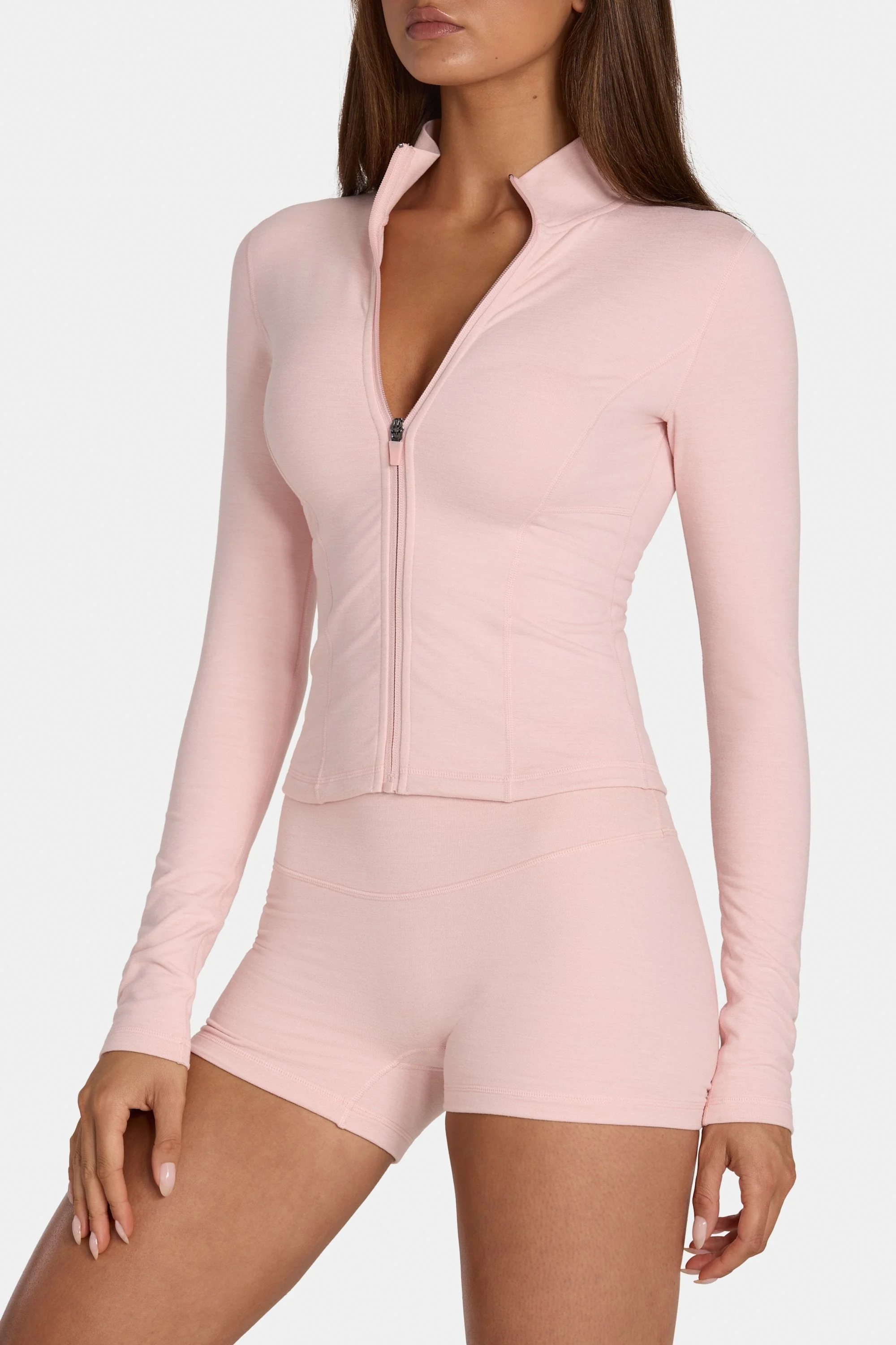 Soft Active Zip-Up Jacket in Blush Marl - Image 4
