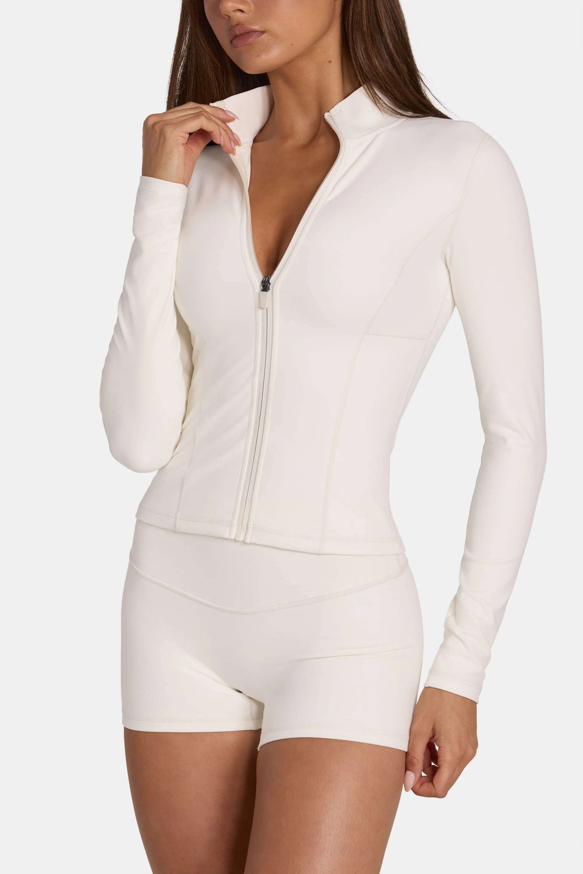 Soft Active Zip-Up Jacket in Coconut - Image 4