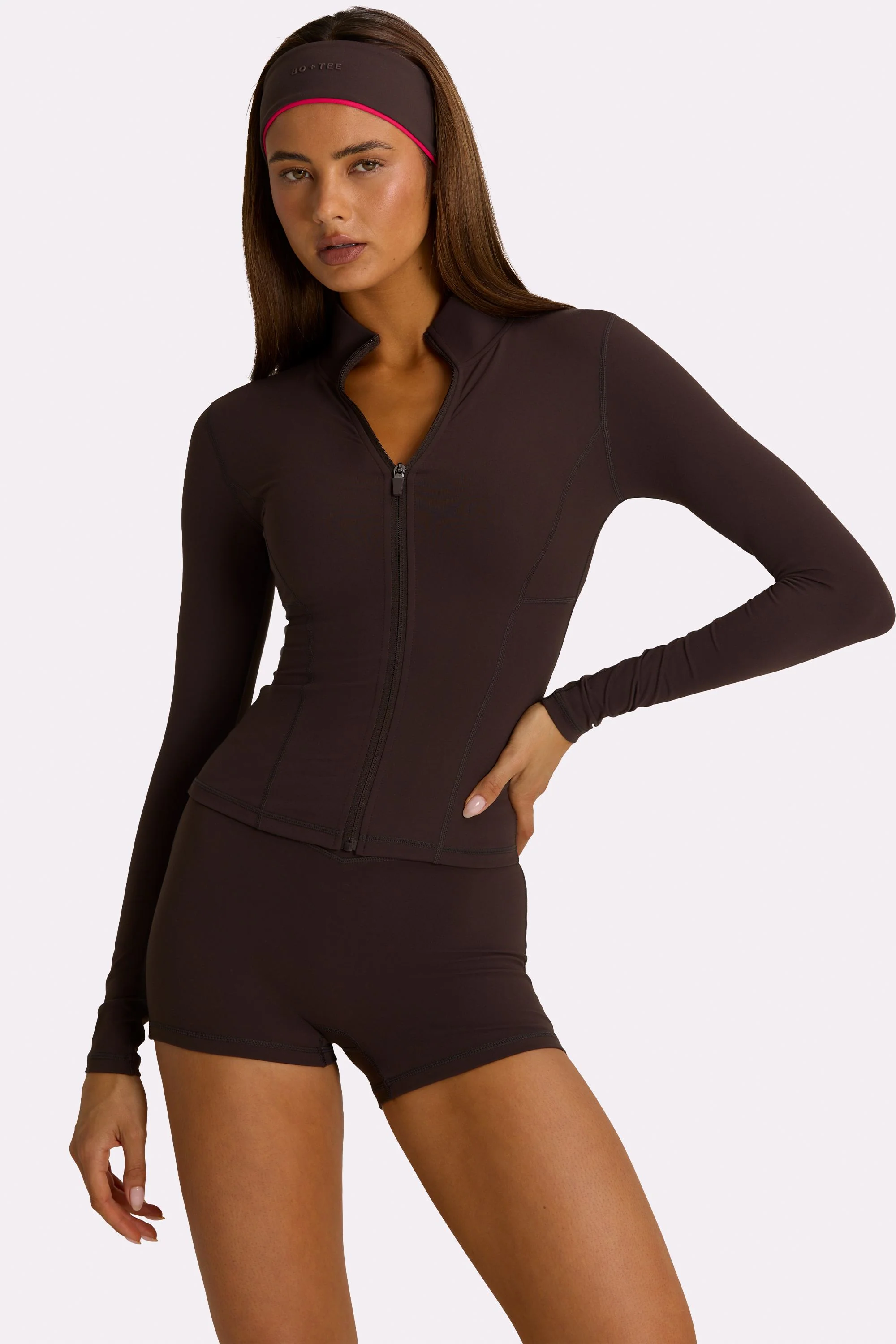 Soft Active Zip-Up Jacket in Truffle - Image 5